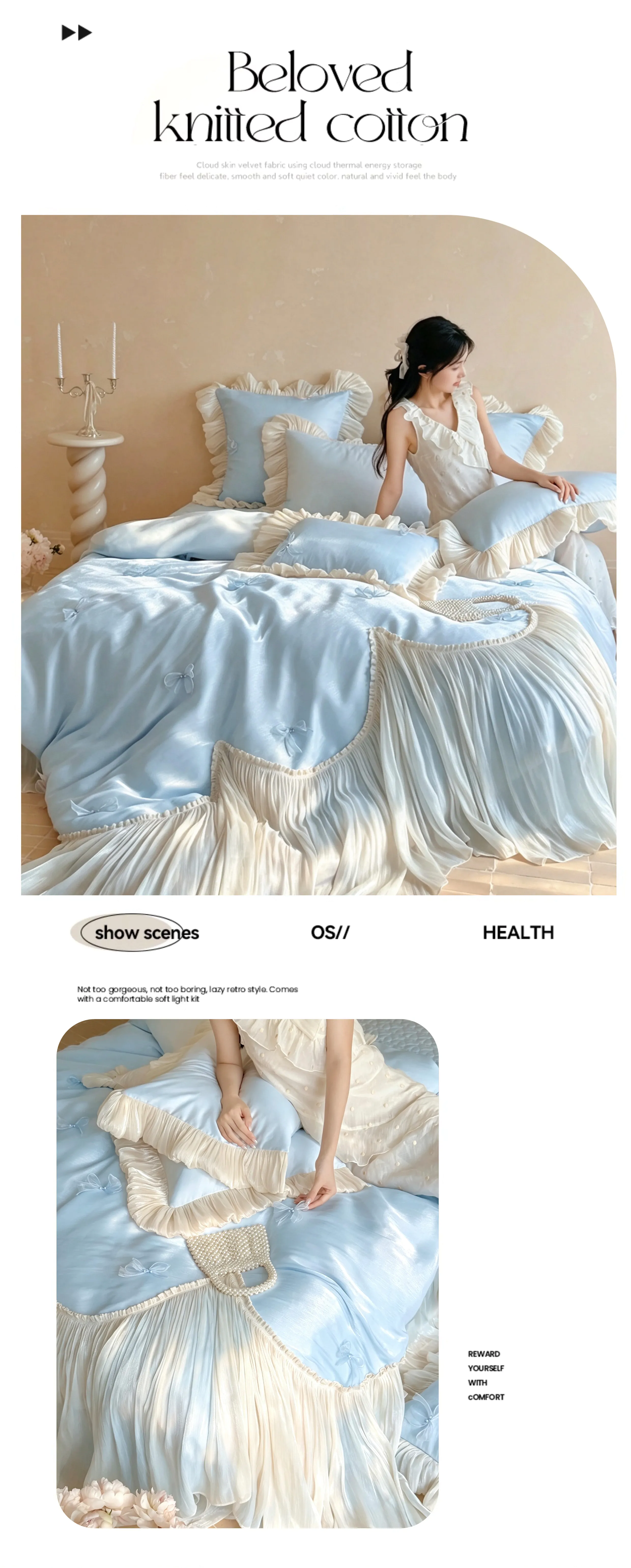 Princess-100S-Cotton-Pleated-Skirt-Duvet-Cover-Bedspread-Pillowcases-Set09