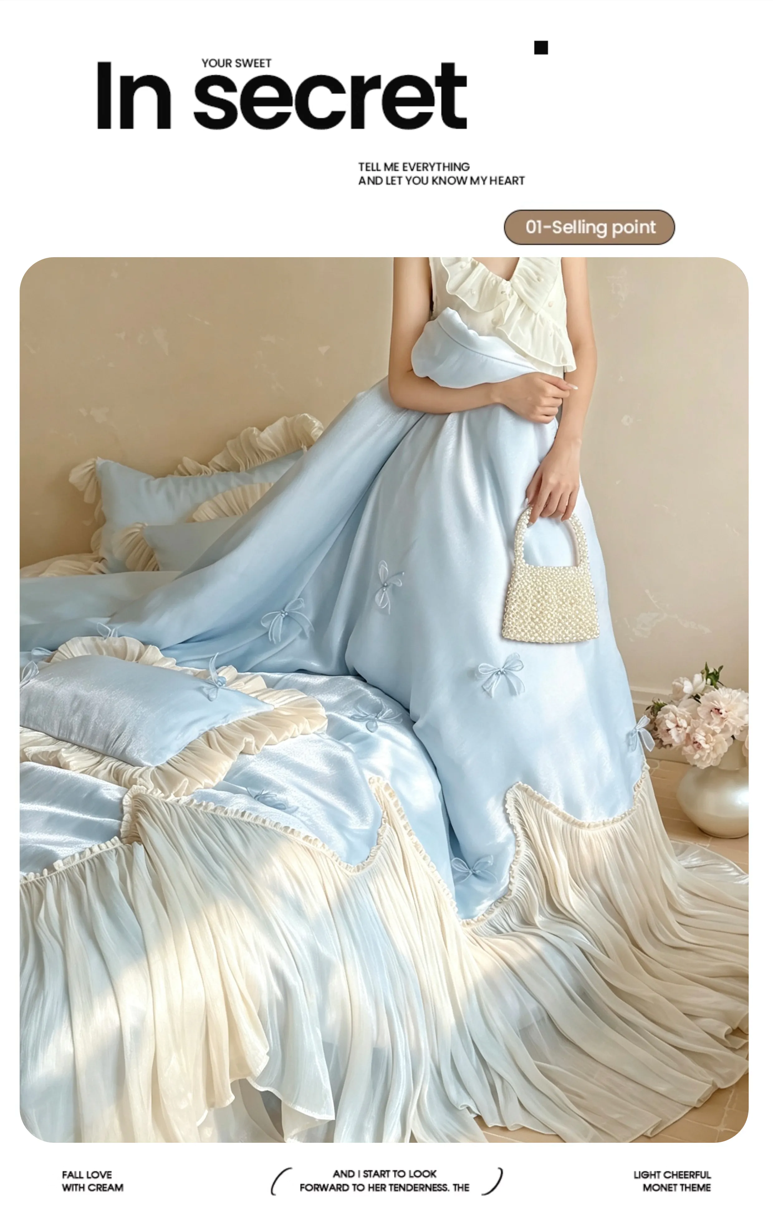 Princess-100S-Cotton-Pleated-Skirt-Duvet-Cover-Bedspread-Pillowcases-Set11