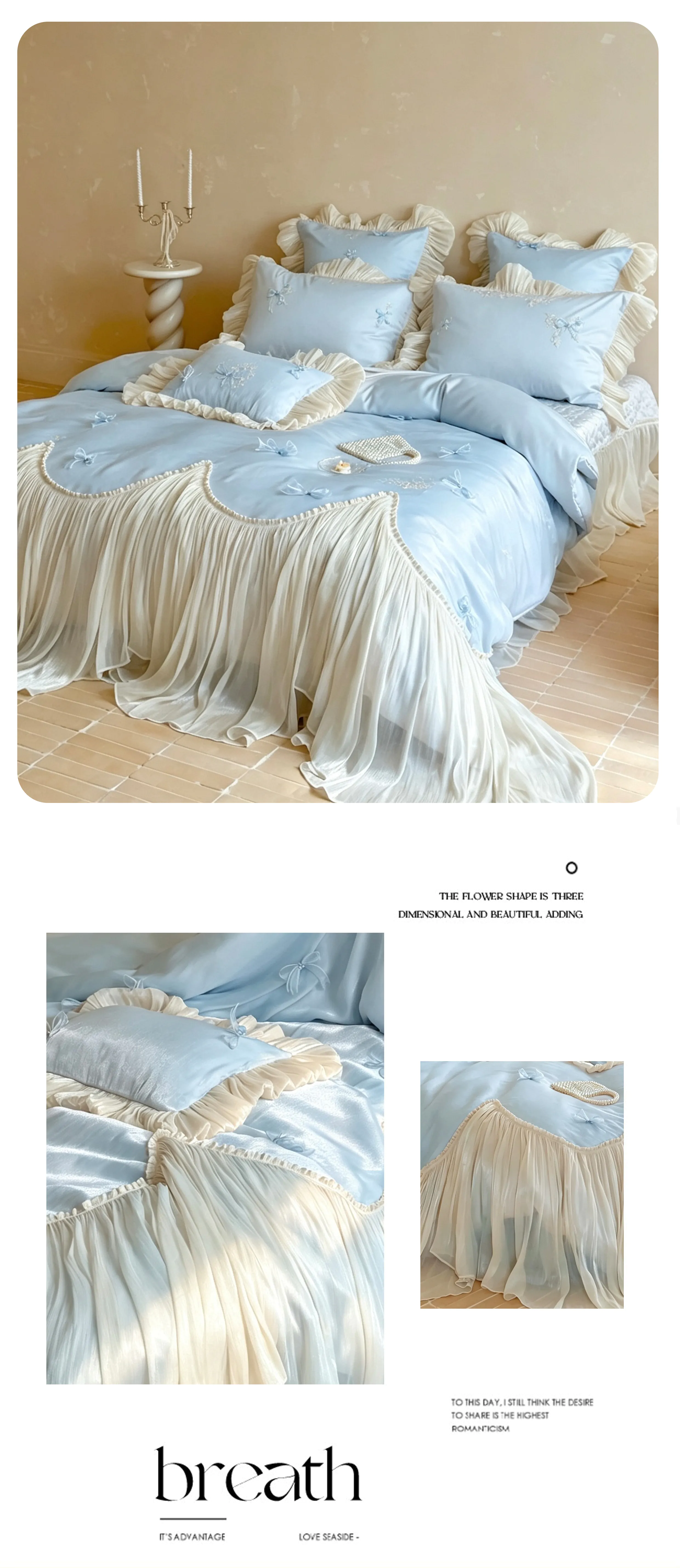 Princess-100S-Cotton-Pleated-Skirt-Duvet-Cover-Bedspread-Pillowcases-Set12