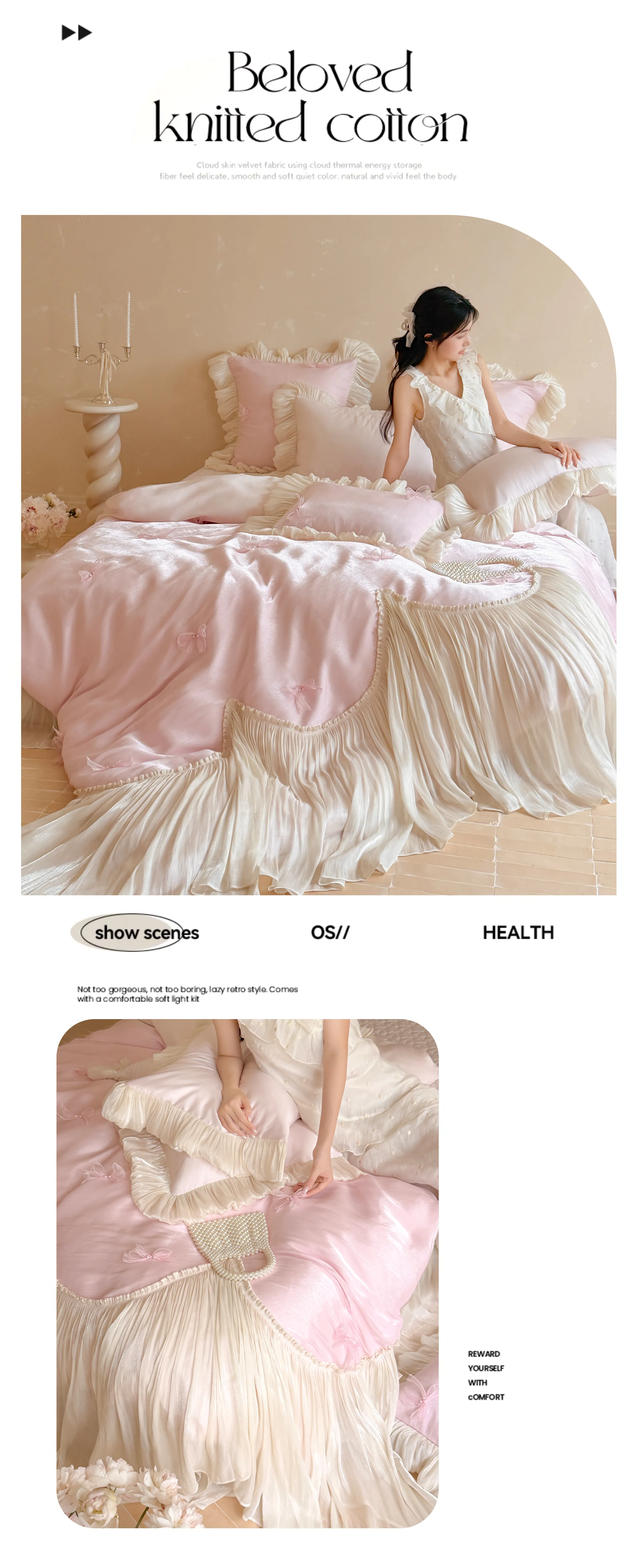 Princess-100S-Cotton-Pleated-Skirt-Duvet-Cover-Bedspread-Pillowcases-Set14