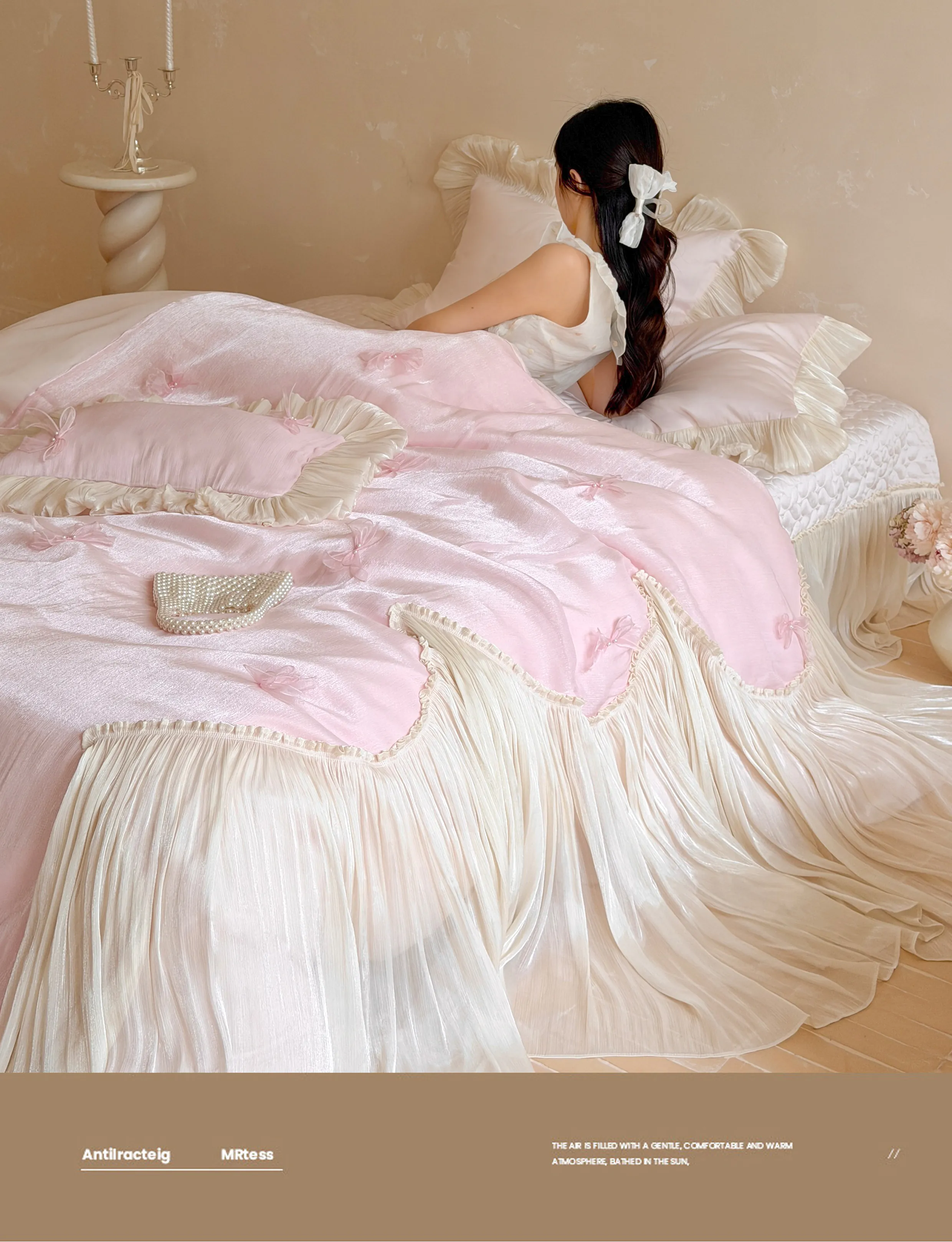 Princess-100S-Cotton-Pleated-Skirt-Duvet-Cover-Bedspread-Pillowcases-Set15