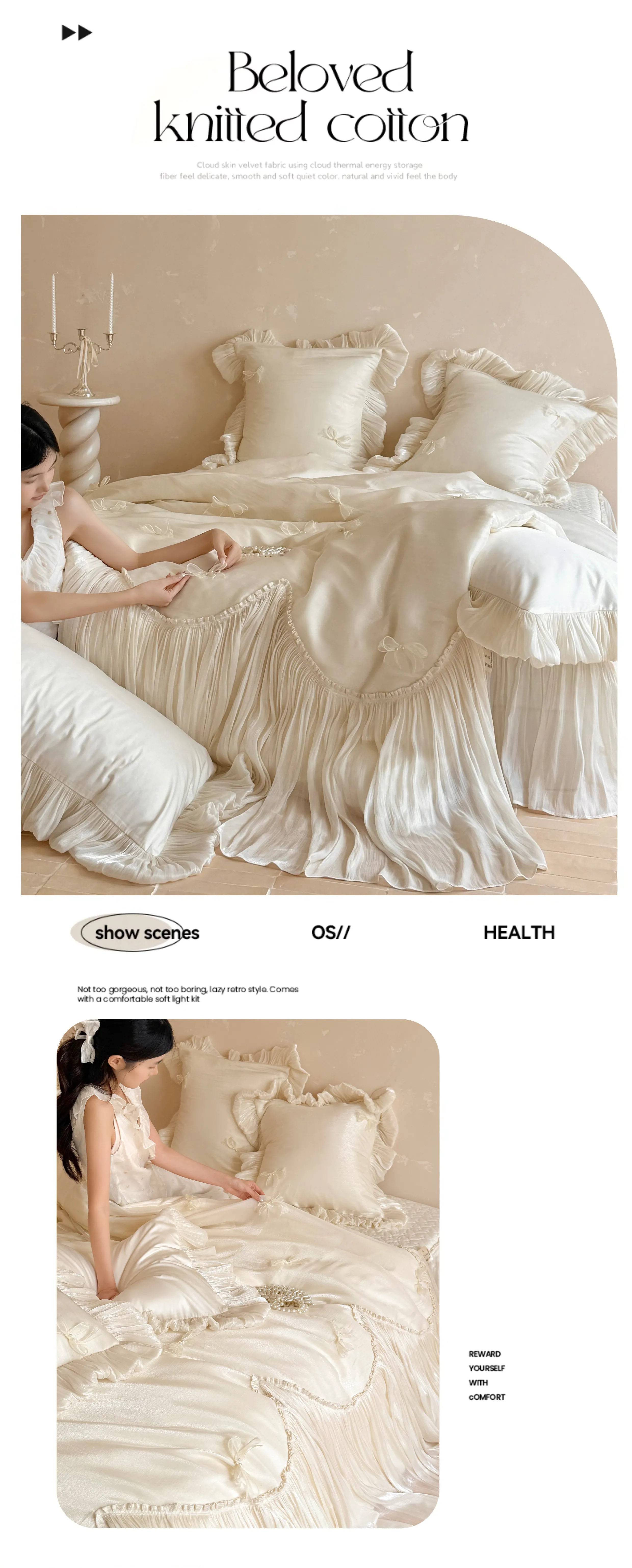 Princess-100S-Cotton-Pleated-Skirt-Duvet-Cover-Bedspread-Pillowcases-Set19