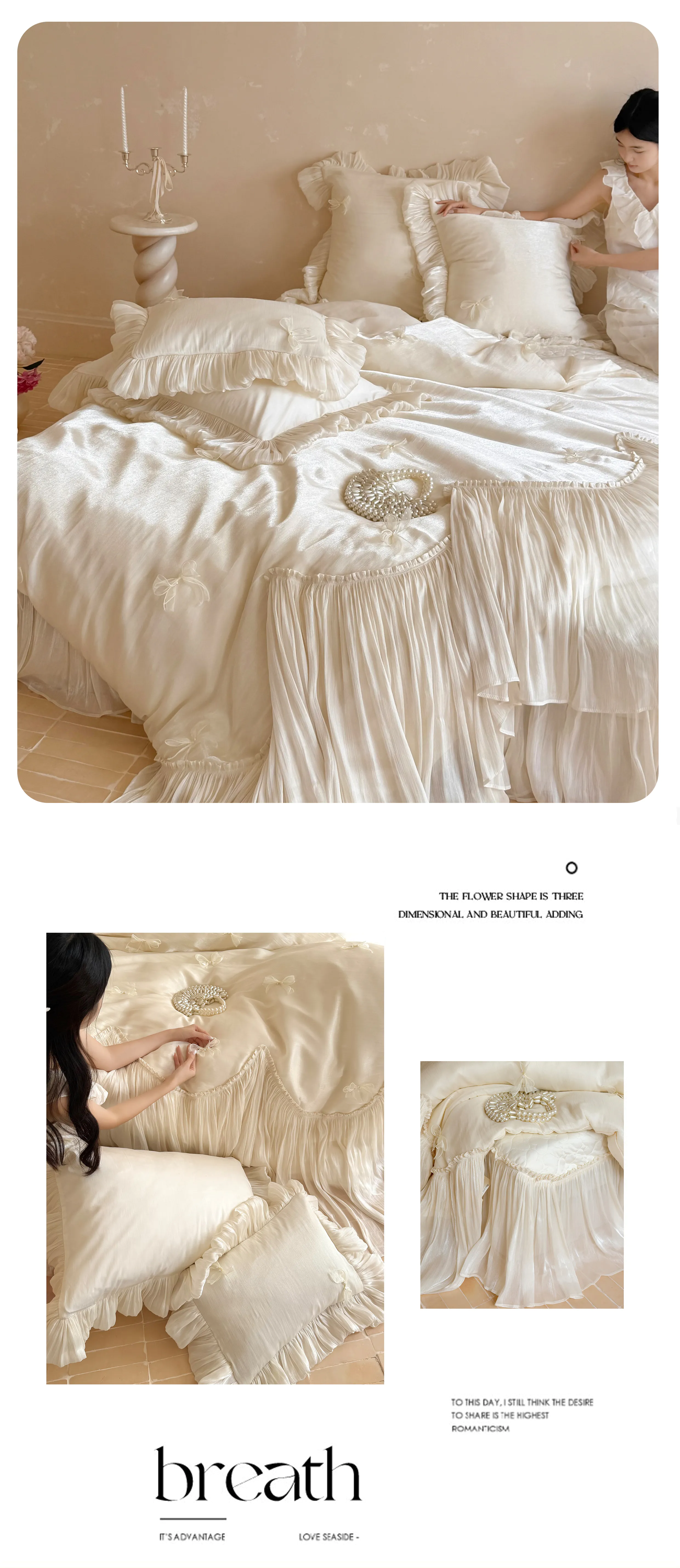 Princess-100S-Cotton-Pleated-Skirt-Duvet-Cover-Bedspread-Pillowcases-Set22