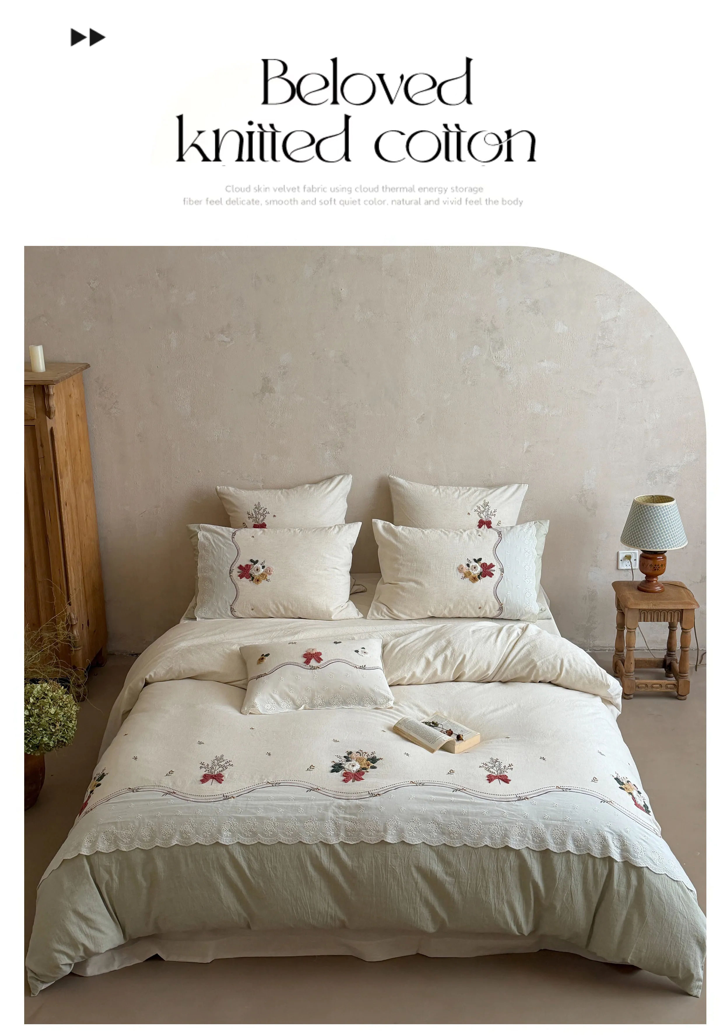 Retro-Floral-Embroidery-Scalloped-Lace-Trim-Cotton-Linen-Duvet-Cover-Set07