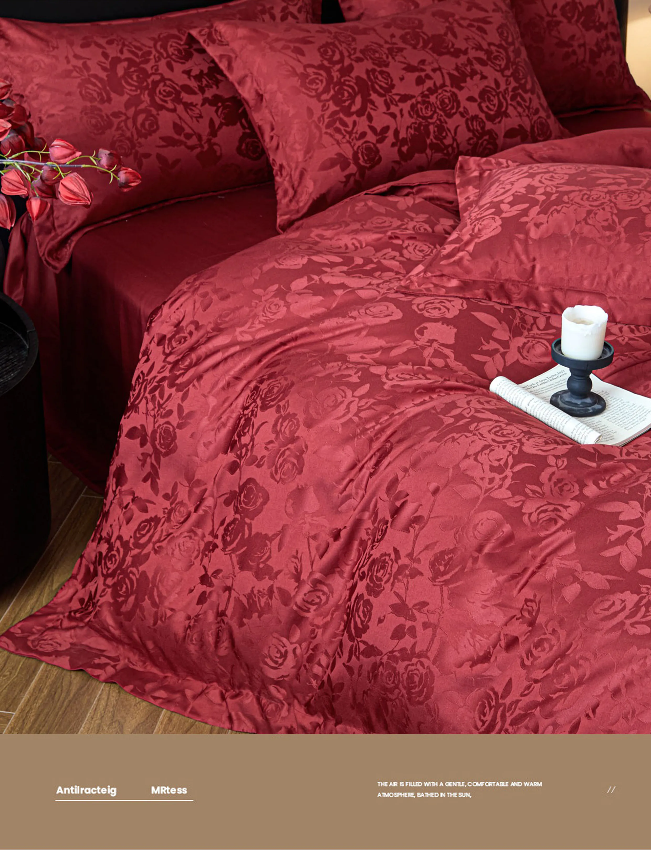 Ruby-Red-Floral-Rose-Jacquard-Bed-Sheet-Comforter-Cover-Pillowcase-Set08