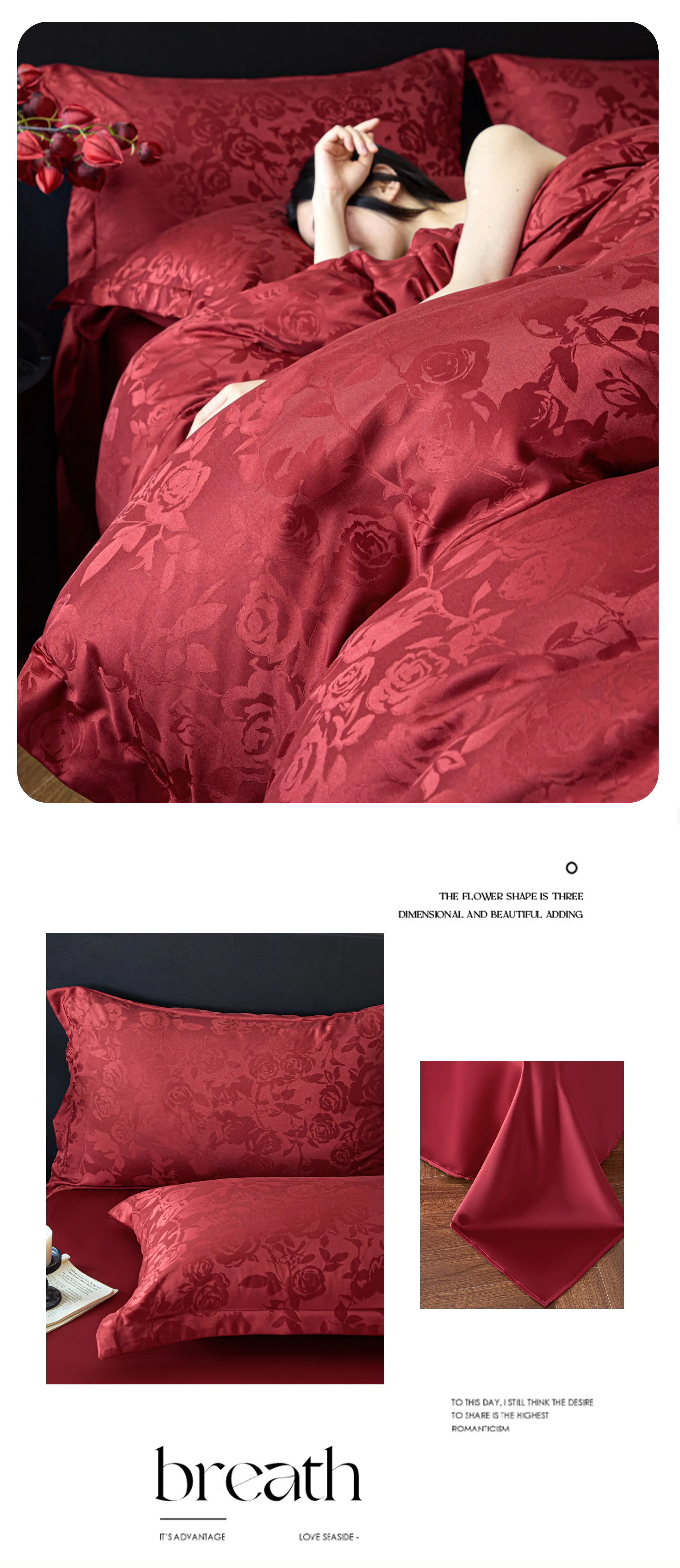 Ruby-Red-Floral-Rose-Jacquard-Bed-Sheet-Comforter-Cover-Pillowcase-Set10