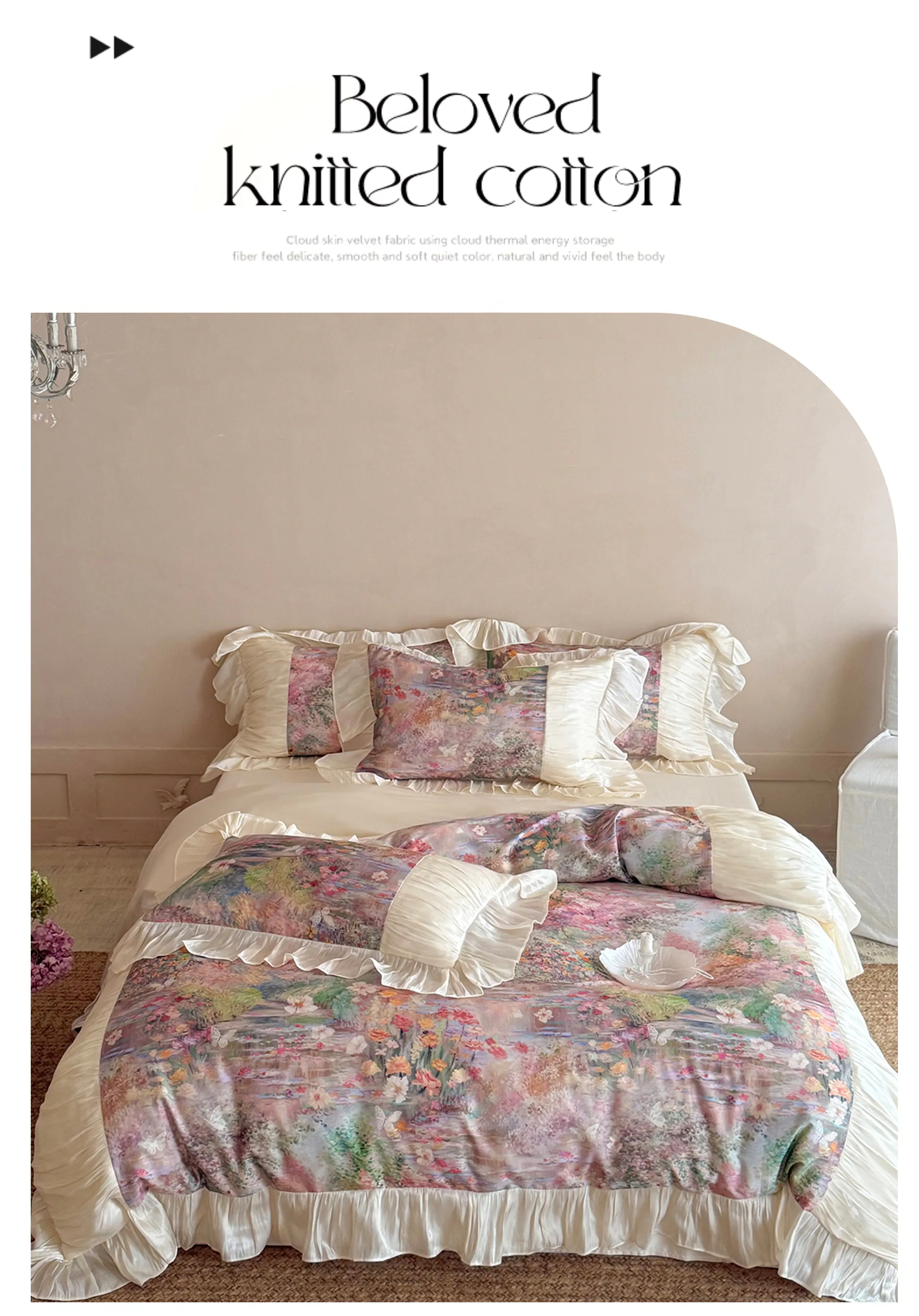 Shabby-Chic-Pastel-Oil-Painting-Garden-Floral-Tencel-Cotton-Bedding-Set09