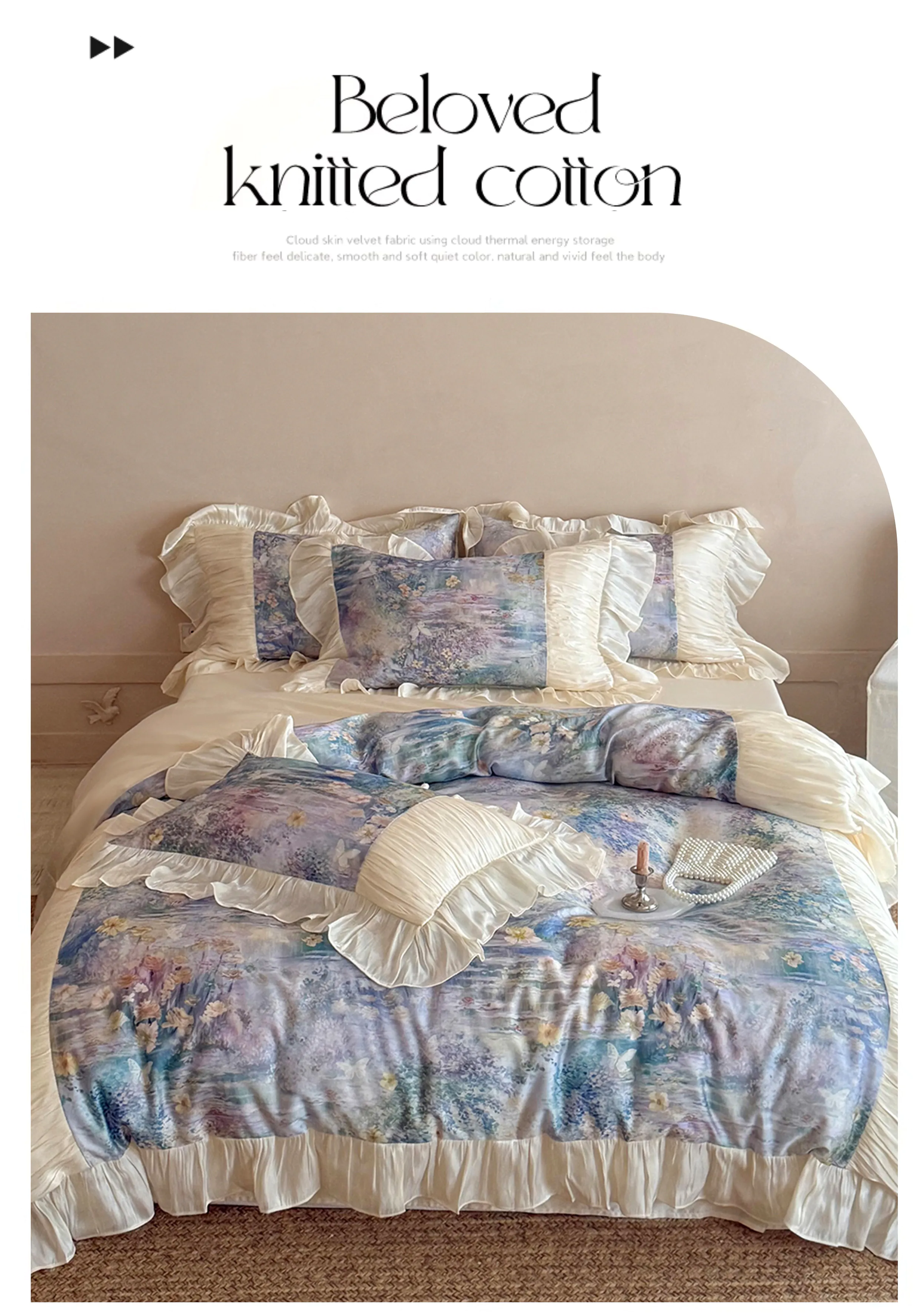 Shabby-Chic-Pastel-Oil-Painting-Garden-Floral-Tencel-Cotton-Bedding-Set14