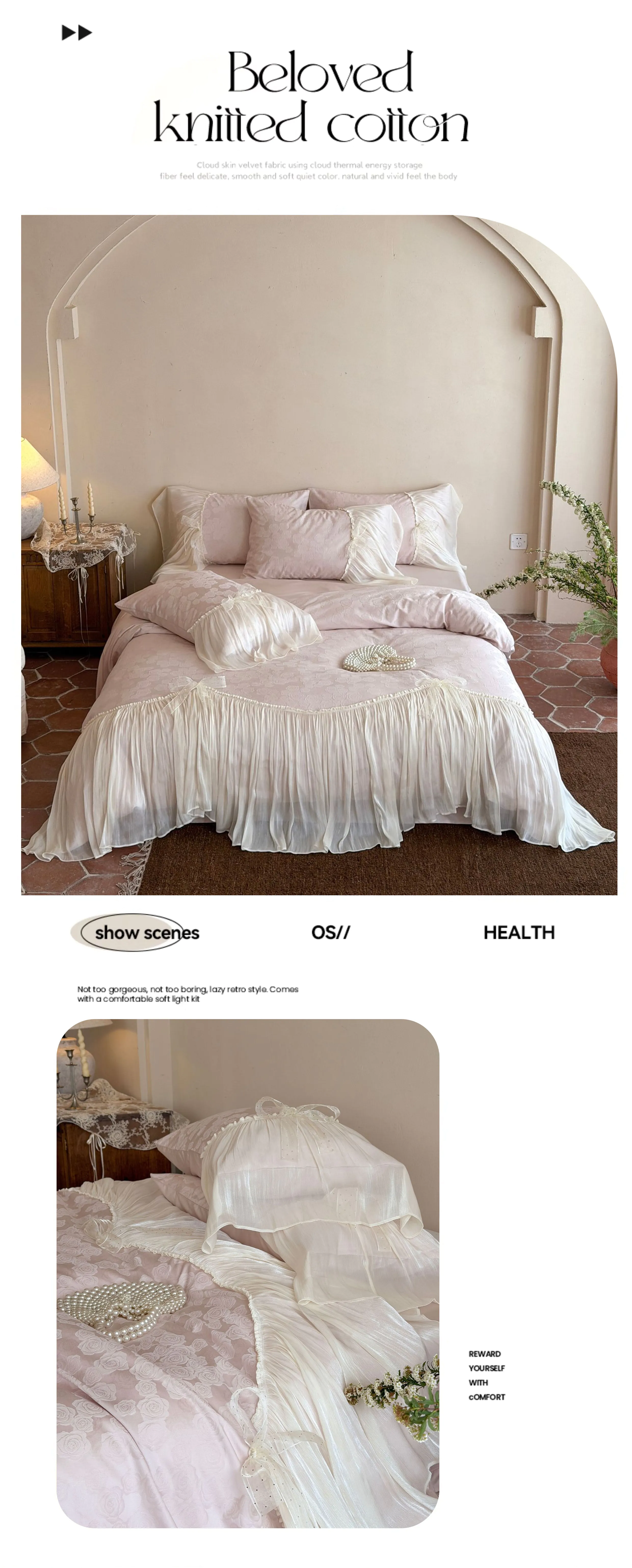 Shabby-Chic-Rose-Floral-Jacquard-Tencel-Cotton-Ribbon-Bow-Bedding-Set09