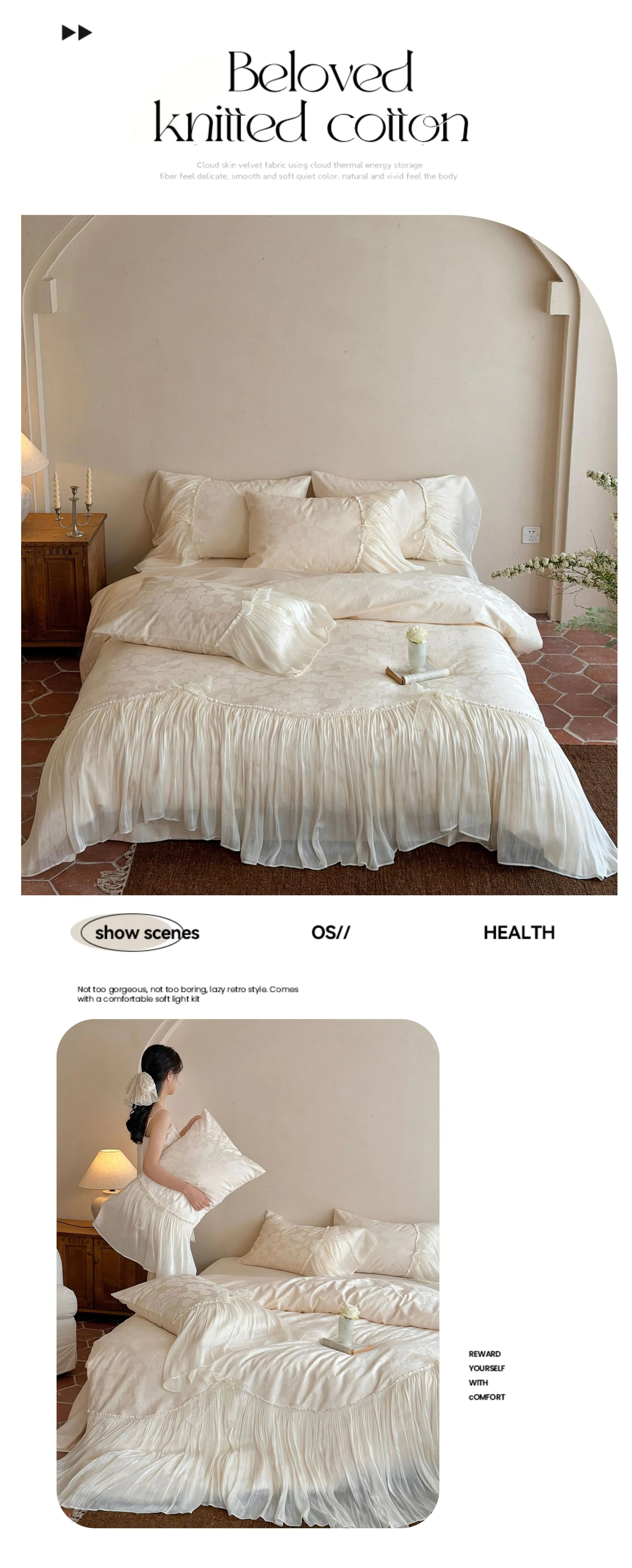Shabby-Chic-Rose-Floral-Jacquard-Tencel-Cotton-Ribbon-Bow-Bedding-Set14