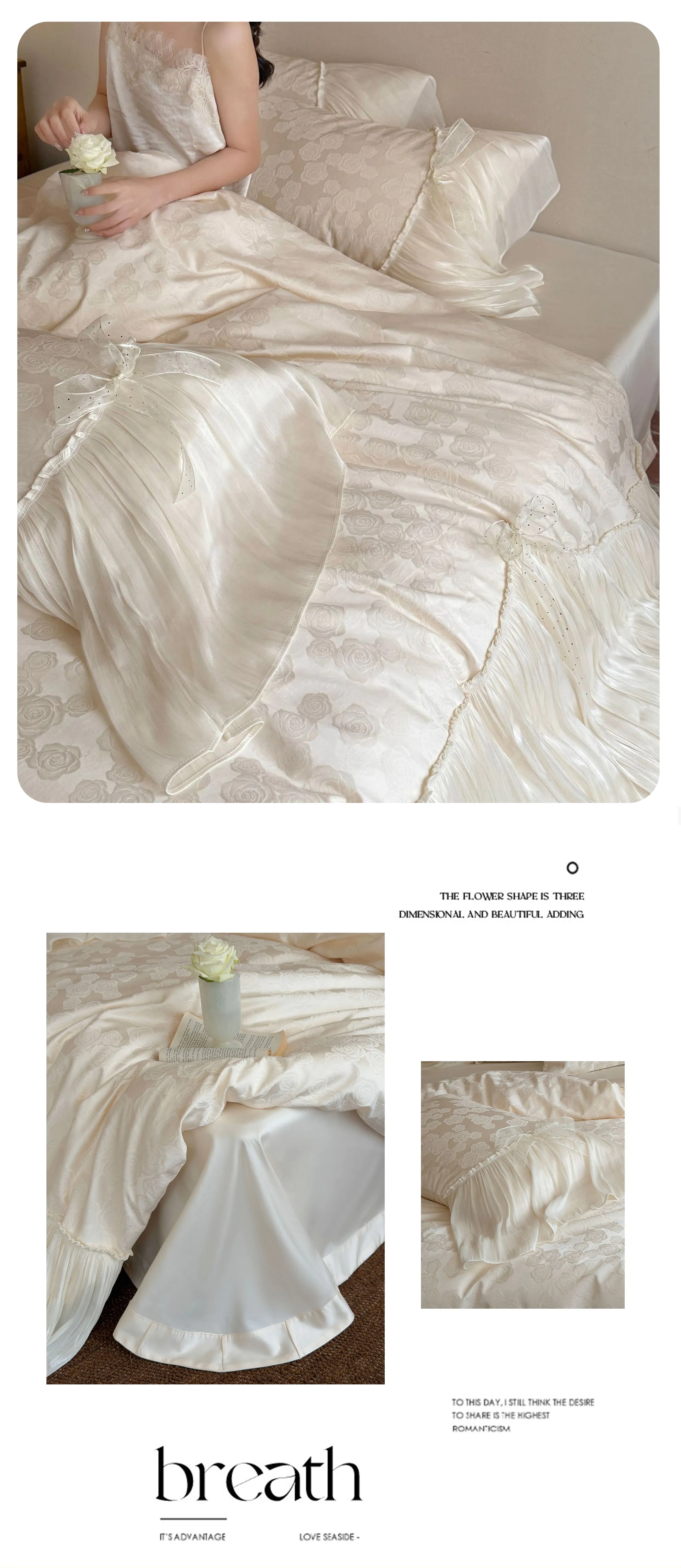 Shabby-Chic-Rose-Floral-Jacquard-Tencel-Cotton-Ribbon-Bow-Bedding-Set17