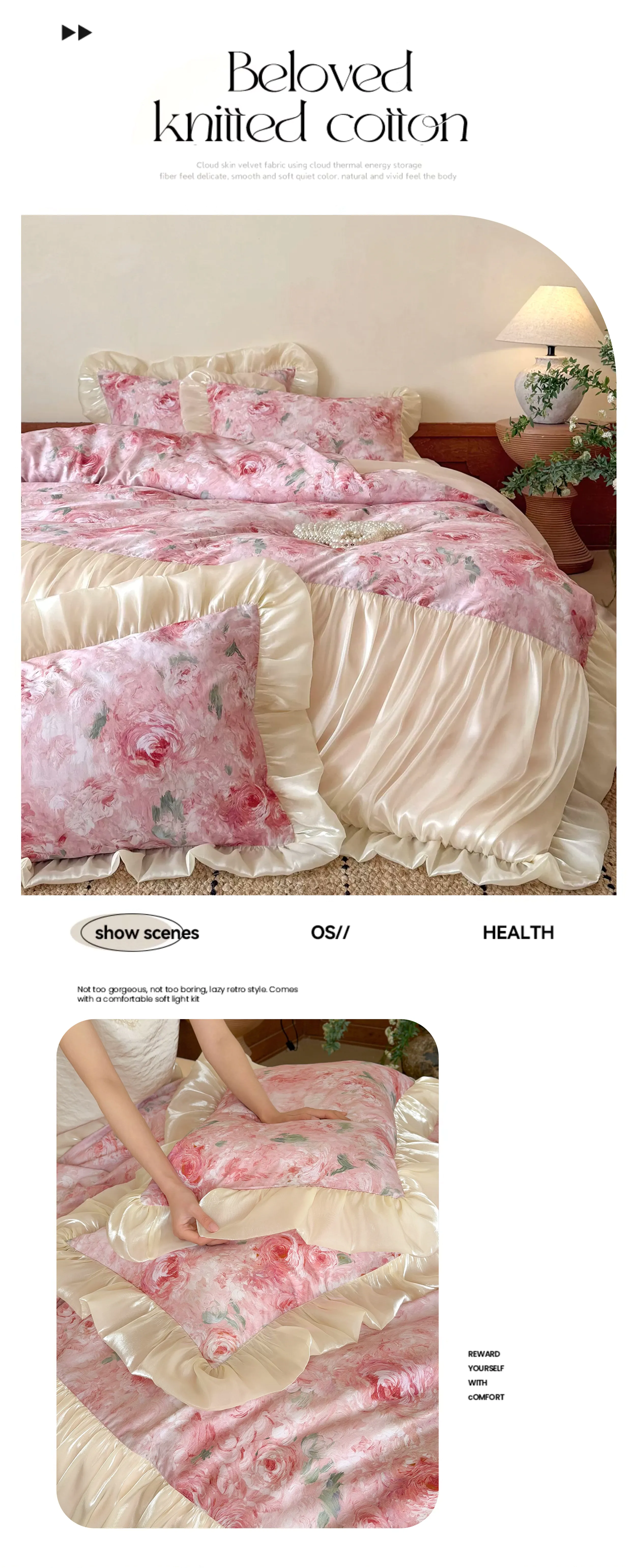 Soft-Girl-Long-Staple-Cotton-Pleated-Satin-Skirt-Floral-Bedding-Set09