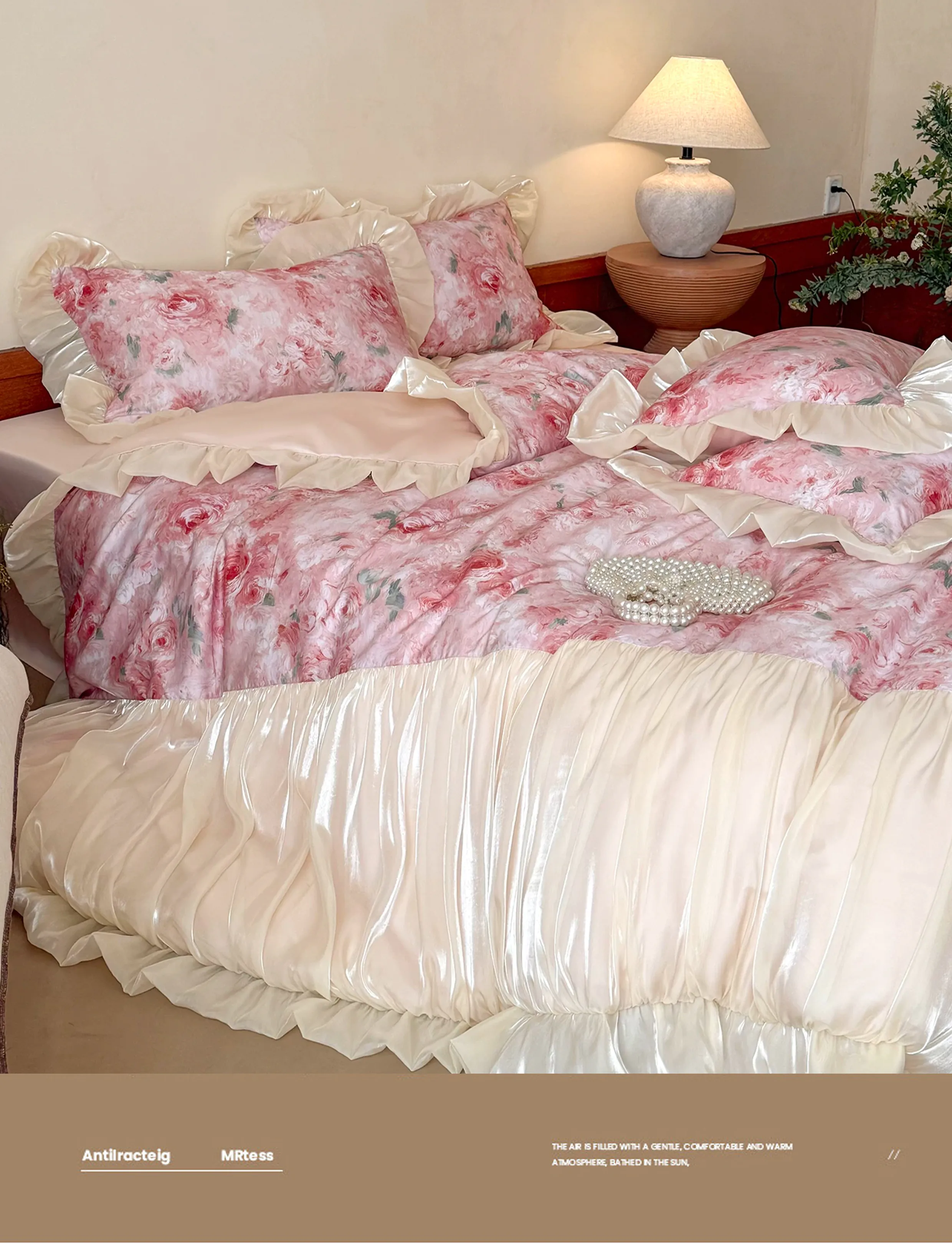 Soft-Girl-Long-Staple-Cotton-Pleated-Satin-Skirt-Floral-Bedding-Set10