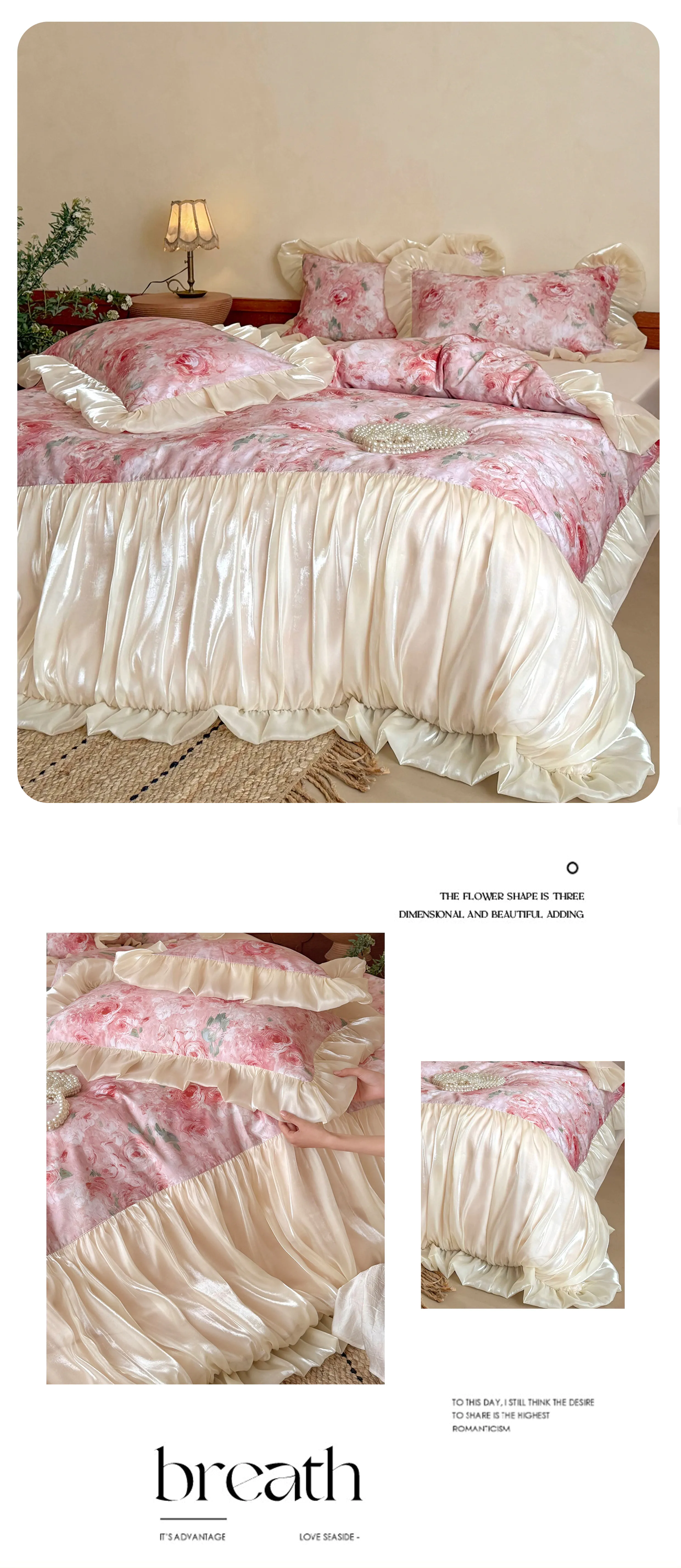 Soft-Girl-Long-Staple-Cotton-Pleated-Satin-Skirt-Floral-Bedding-Set12