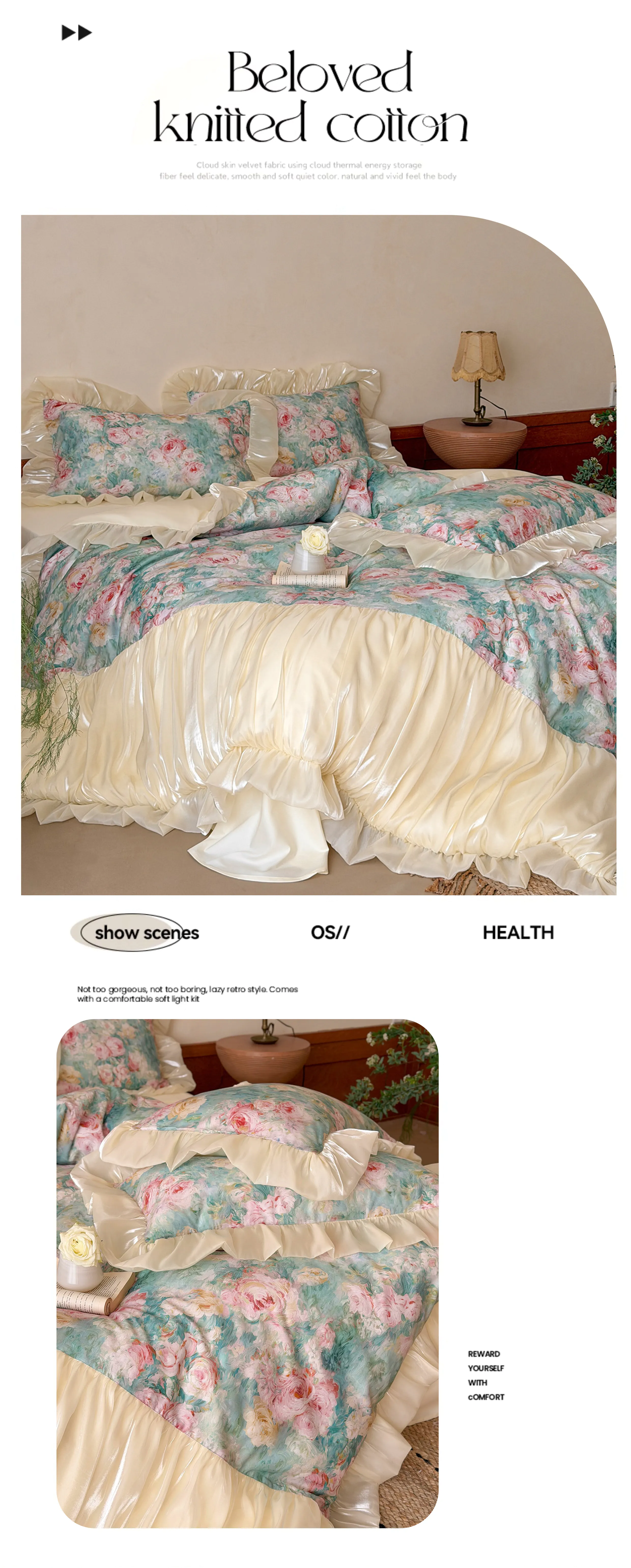 Soft-Girl-Long-Staple-Cotton-Pleated-Satin-Skirt-Floral-Bedding-Set14
