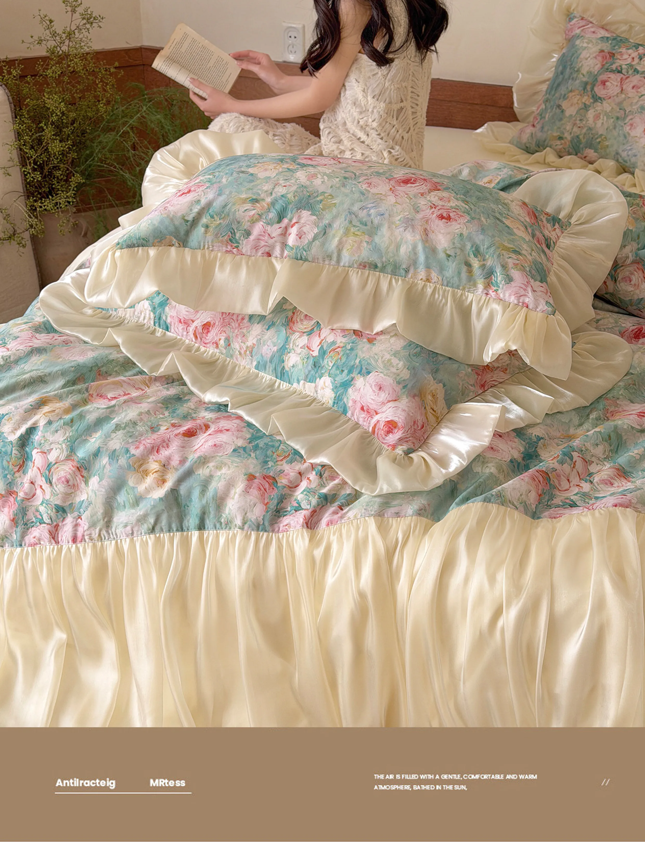 Soft-Girl-Long-Staple-Cotton-Pleated-Satin-Skirt-Floral-Bedding-Set15