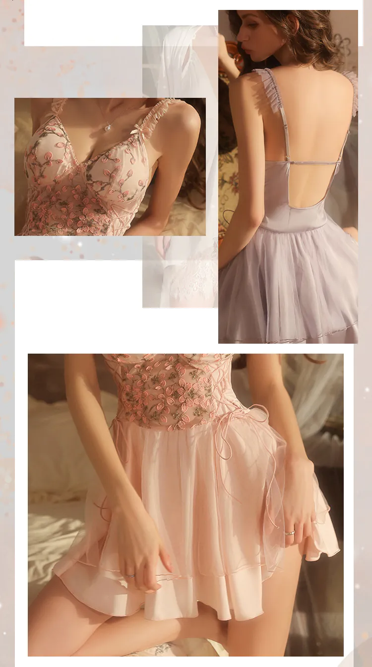 Sweet-Deep-V-Floral-Embroidered-Lace-Spaghetti-Strap-Nightgown11