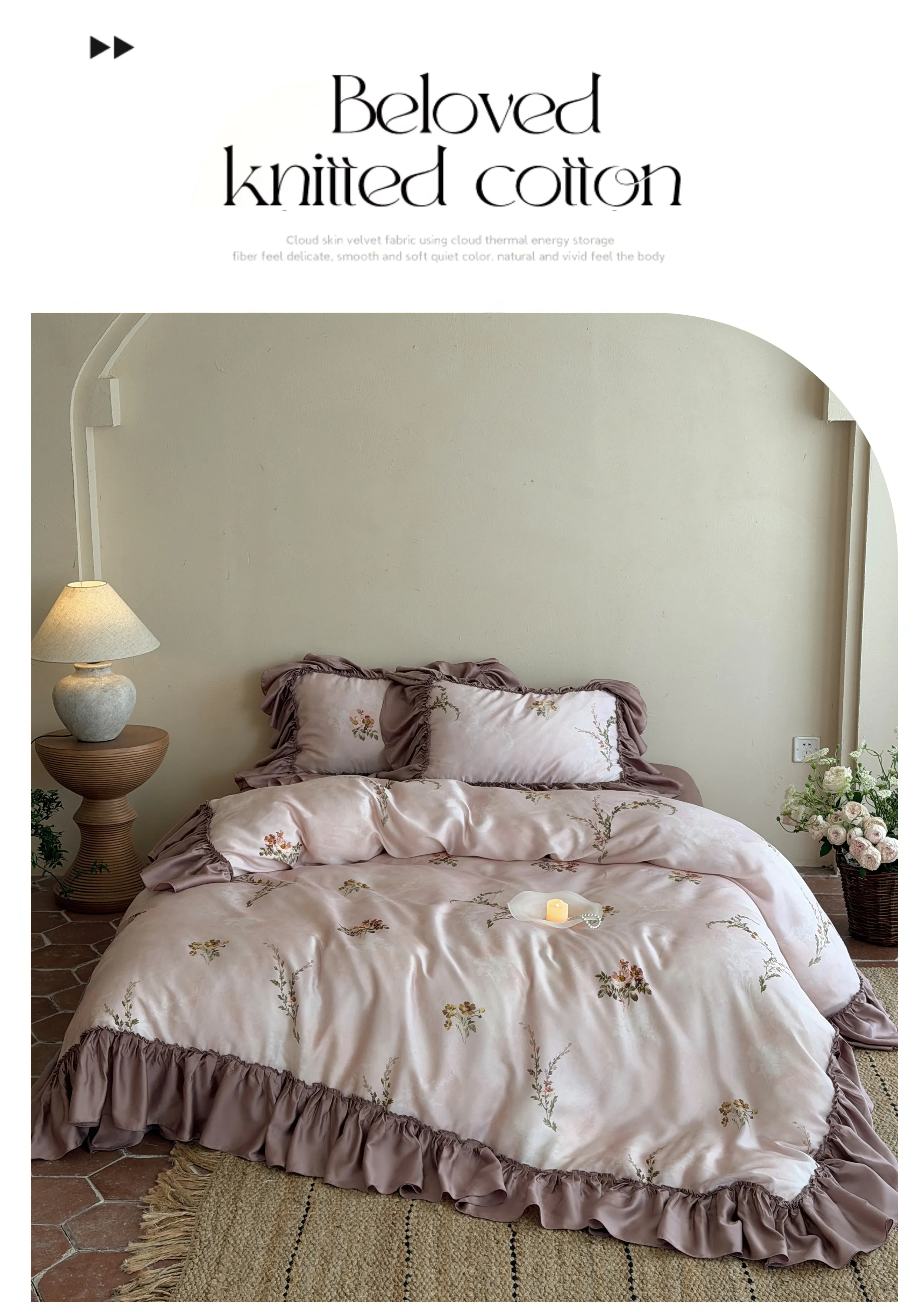 Ultra-Soft-60s-Tencel-Dusty-Pink-Floral-Ruffle-Duvet-Cover-Pillowcase-Set07