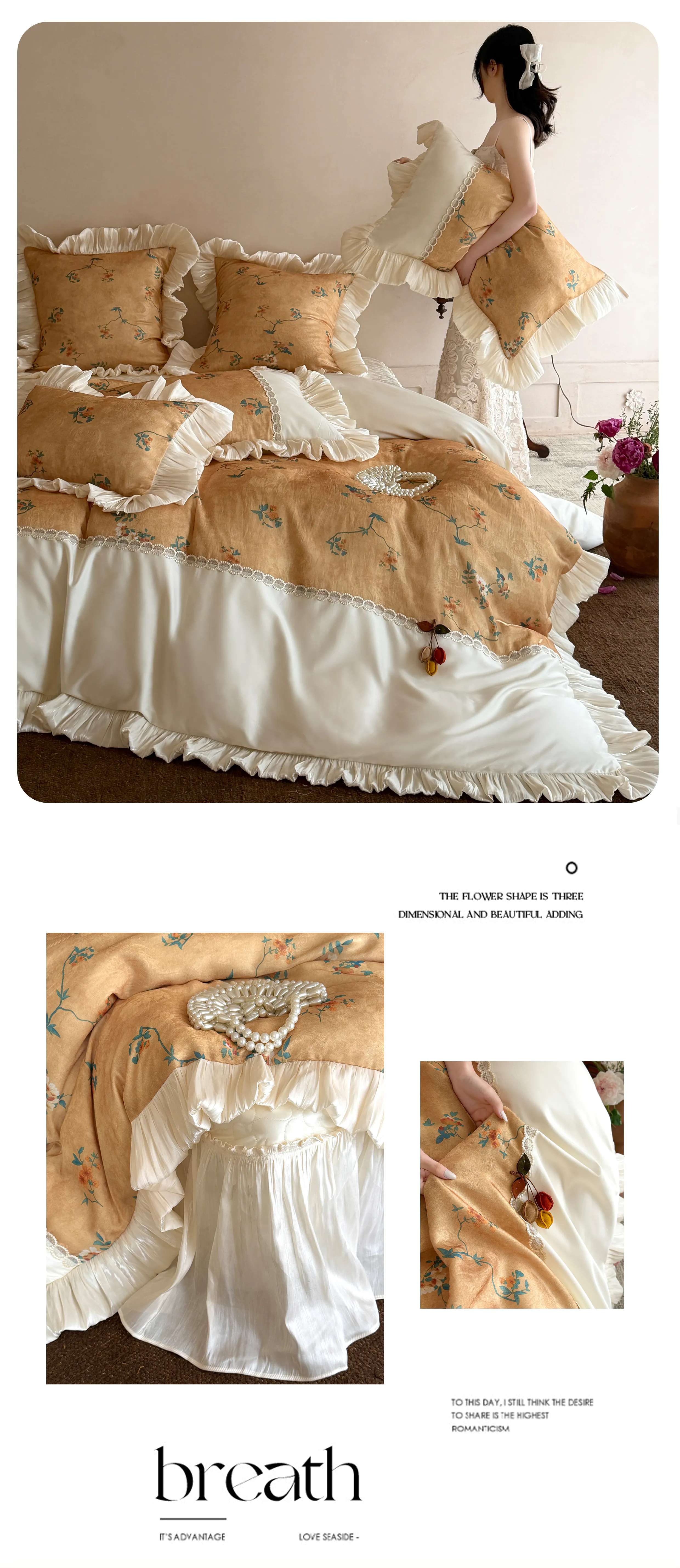 Victorian-Floral-Print-Pleated-Cream-Skirt-100S-Pure-Cotton-4-Piece-Bedding-Set10