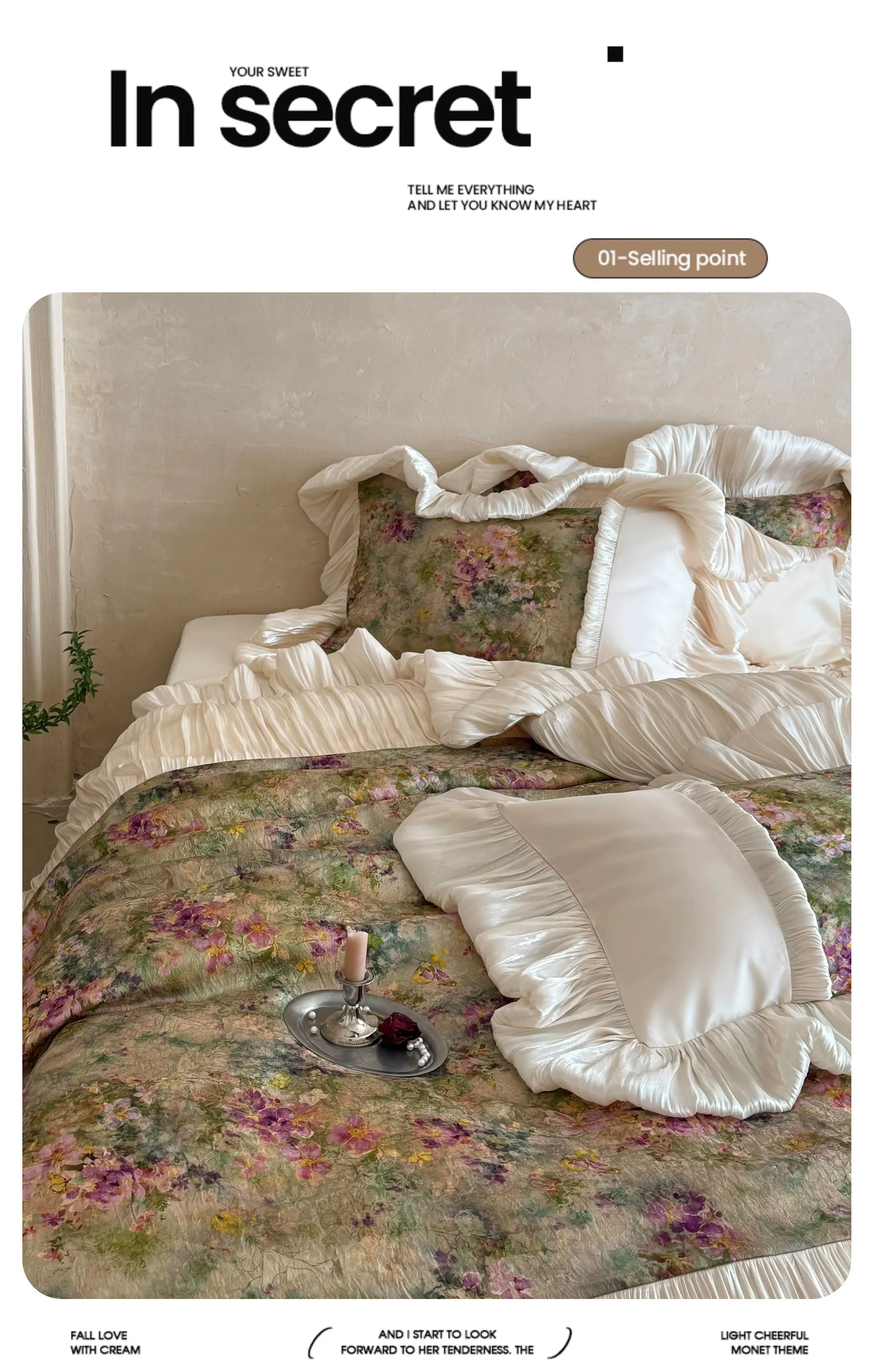 Vintage-Botanical-Floral-Jacquard-Ruffled-Long-Staple-Cotton-Bedding-4-Pcs-Set09