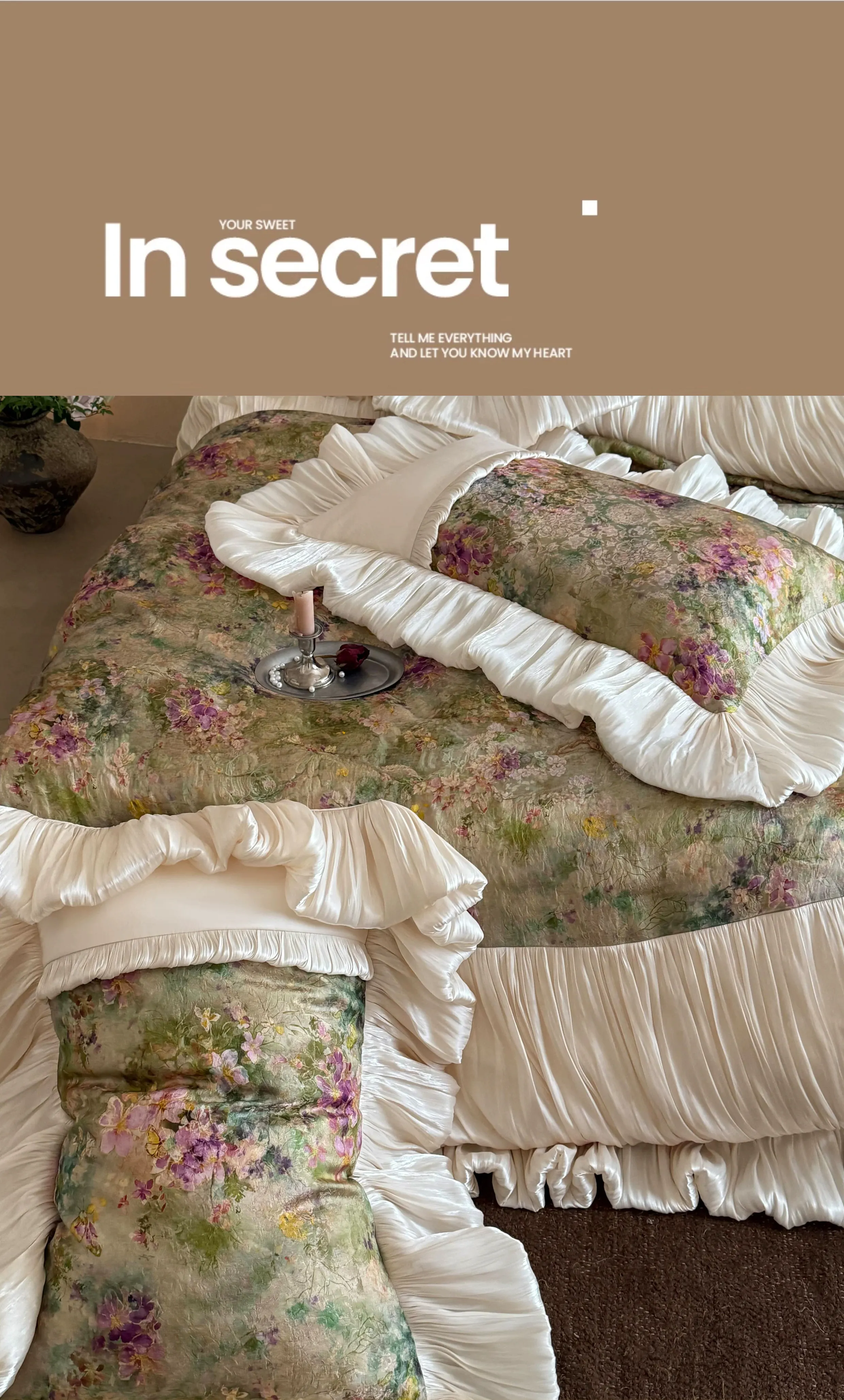 Vintage-Botanical-Floral-Jacquard-Ruffled-Long-Staple-Cotton-Bedding-4-Pcs-Set11