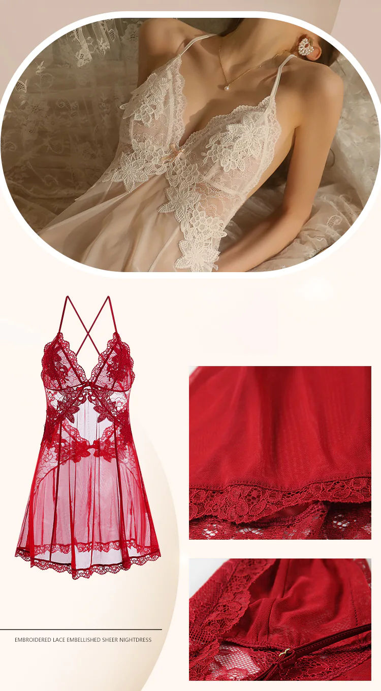 Ethereal-V-Neck-Open-Back-Eyelash-Lace-Sheer-Nightgown14