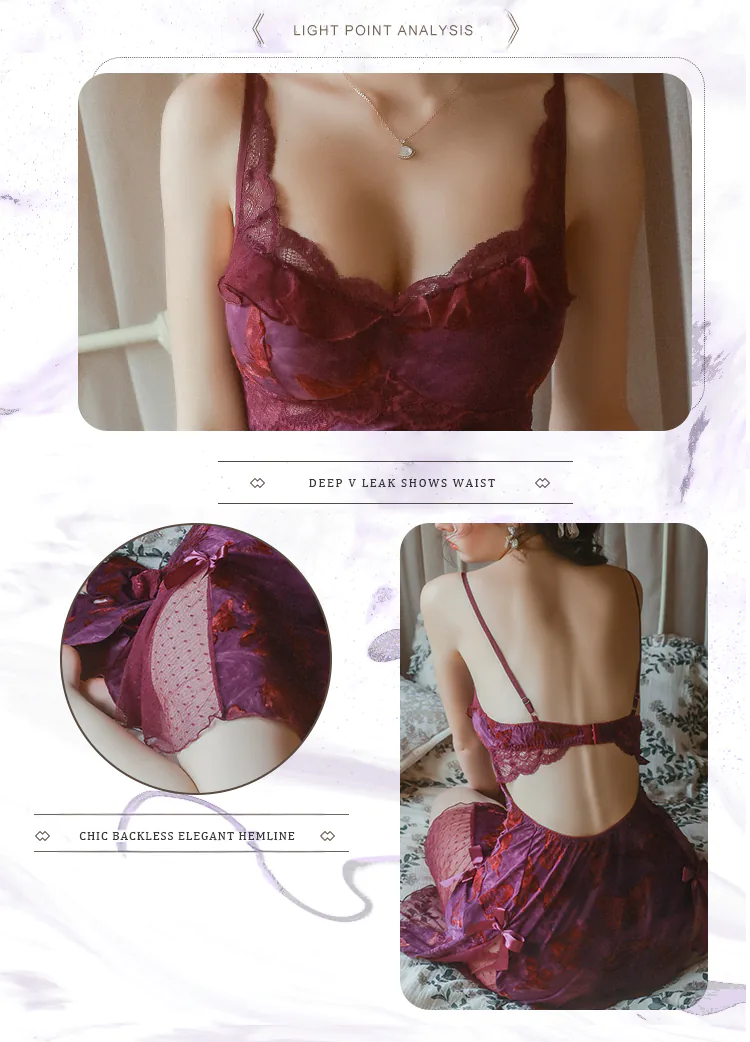 Girly-Low-Cut-Butterfly-Print-Flocked-Velvet-Lace-Backless-Slip-Nightgown07