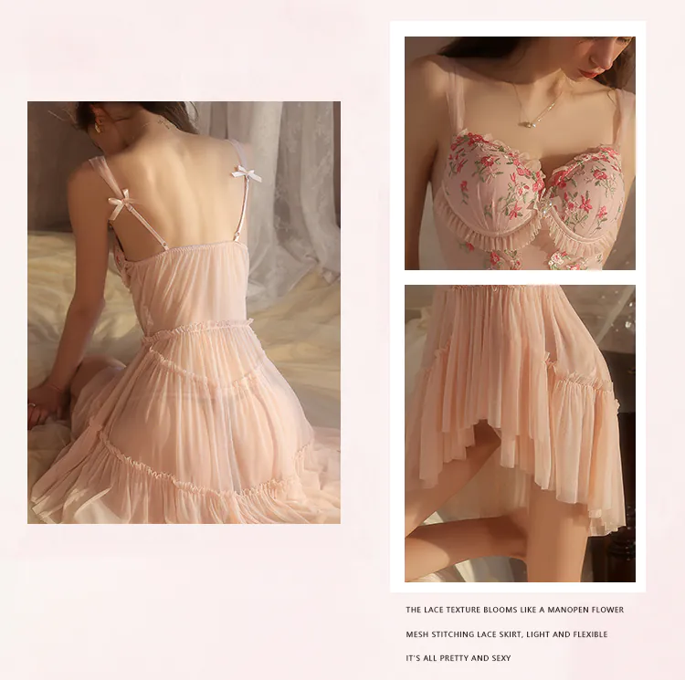 Ladies-French-Style-Floral-Embroidered-Sheer-Mesh-Lace-Slip-Nightgown08