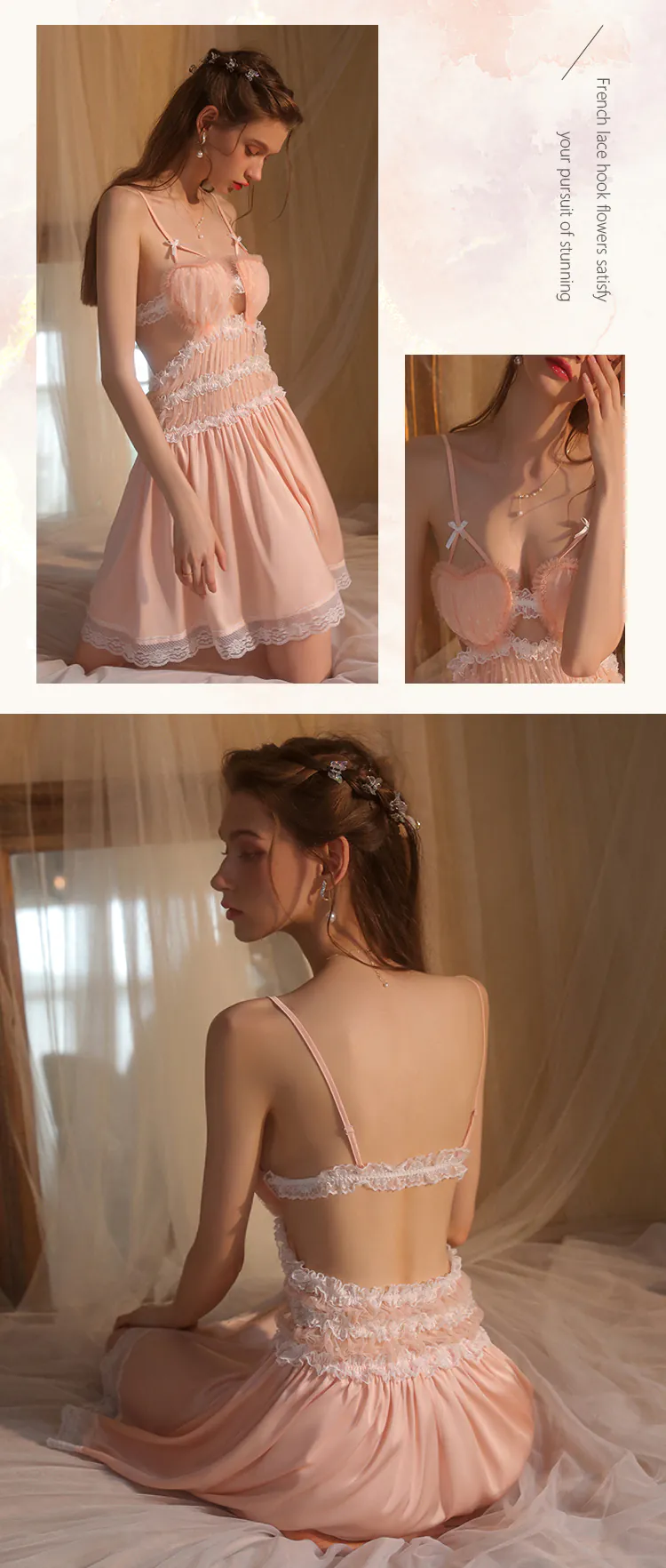 Romantic-Heart-Shaped-Cup-Spaghetti-Strap-Sheer-Mesh-Nightgown12