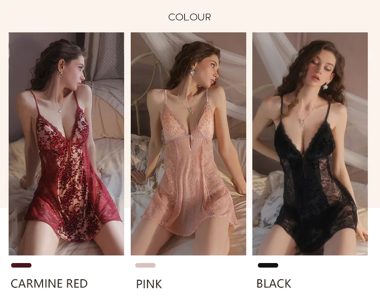 Sweet-Backless-Velvet-Lace-Honeymoon-Babydoll-Nightwear-Chemise12