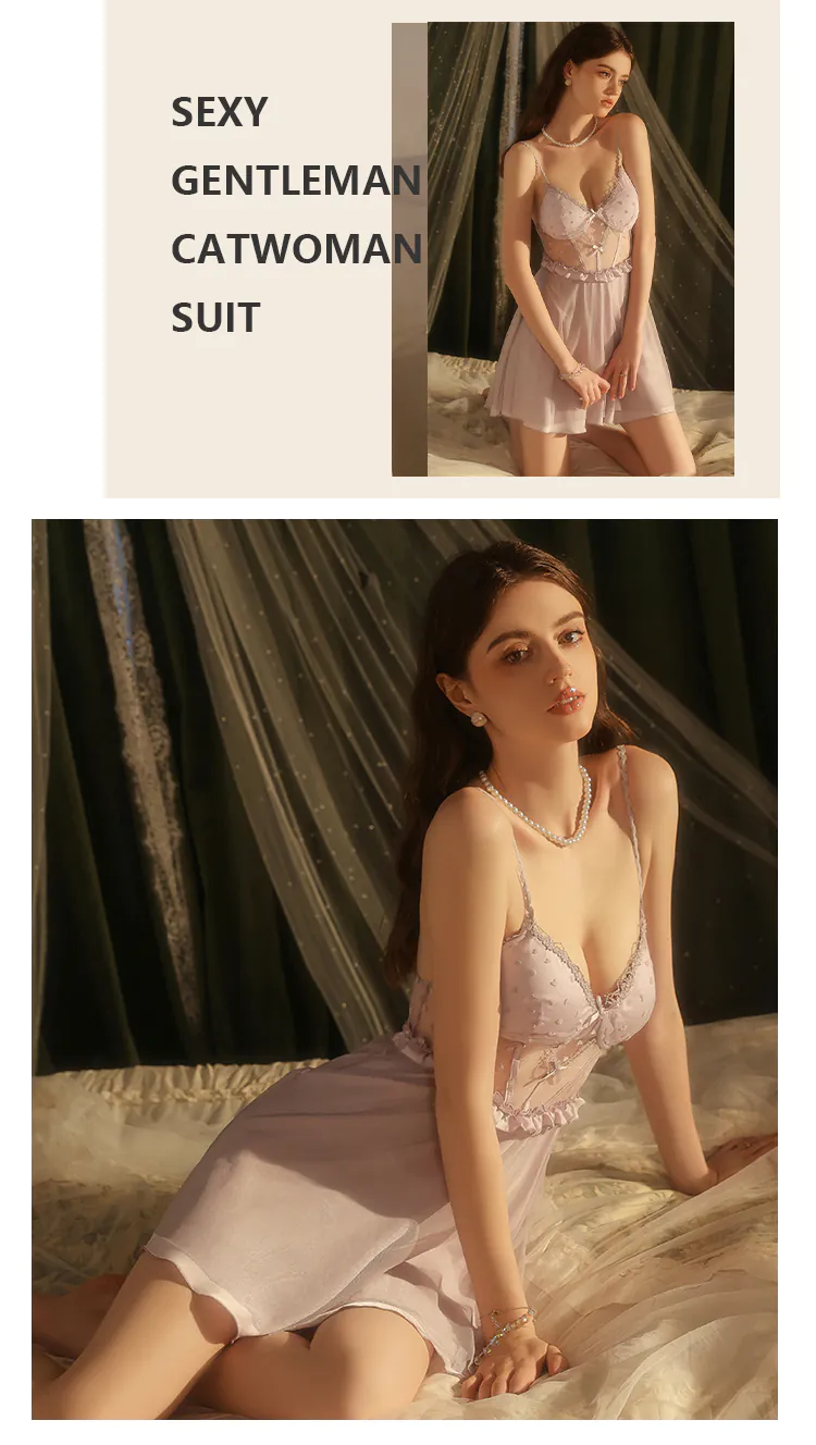 Sweet-Princess-Style-See-Through-Lace-Nightdress-with-Built-in-Bra-Pads14
