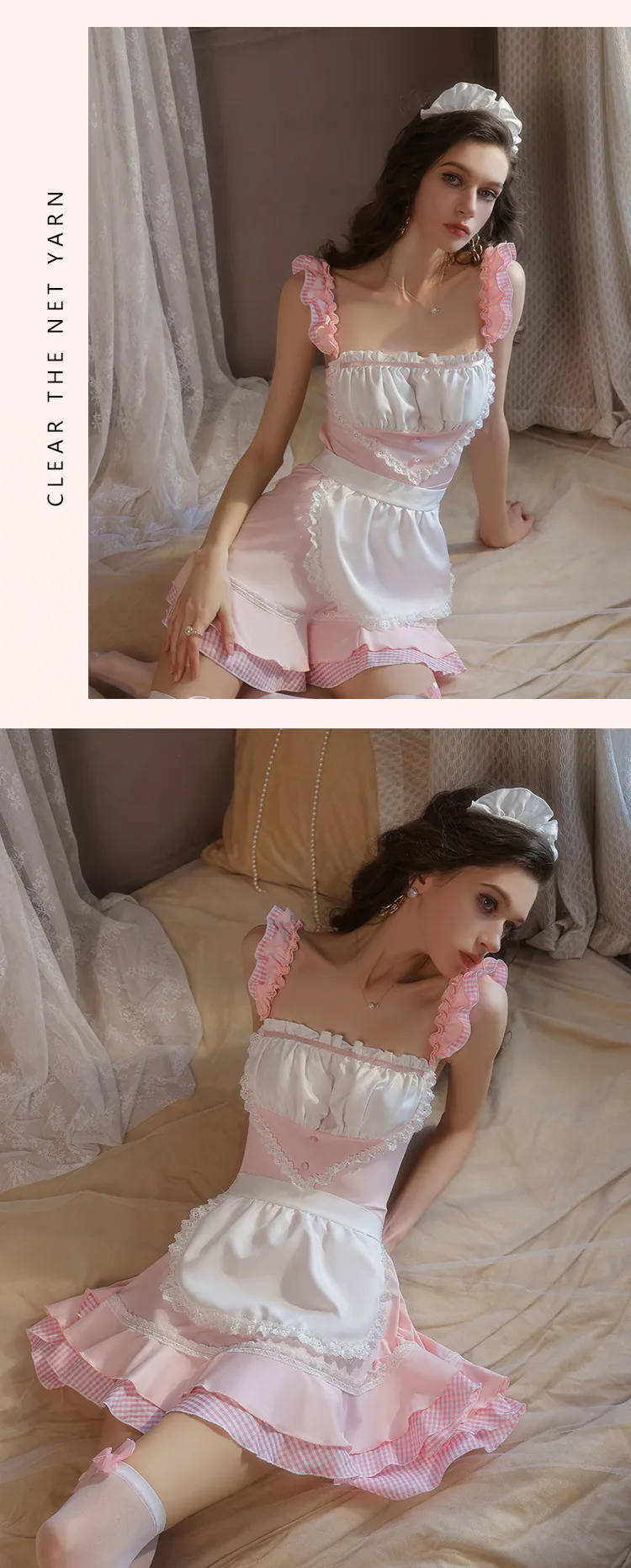 Kawaii-Pink-Ruffled-Straps-Anime-Maid-Roleplay-Lingerie-Cosplay-Nightdress11