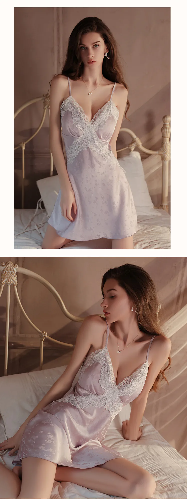 Sweet-Backless-Lace-Embossed-Floral-Satin-Jacquard-Slip-Nightgown14