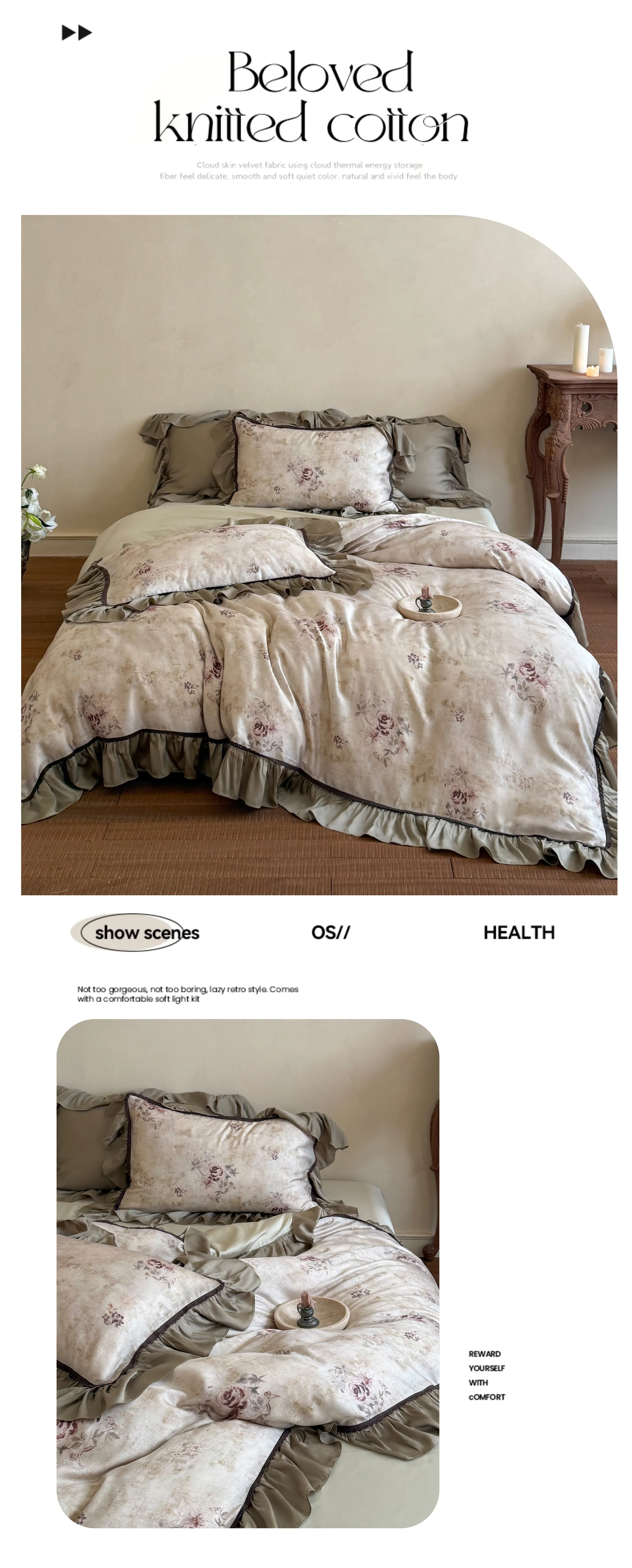 Retro-Cottagecore-60s-Lenzing-Tencel-Floral-Ruffle-Edge-Duvet-Cover-Set07