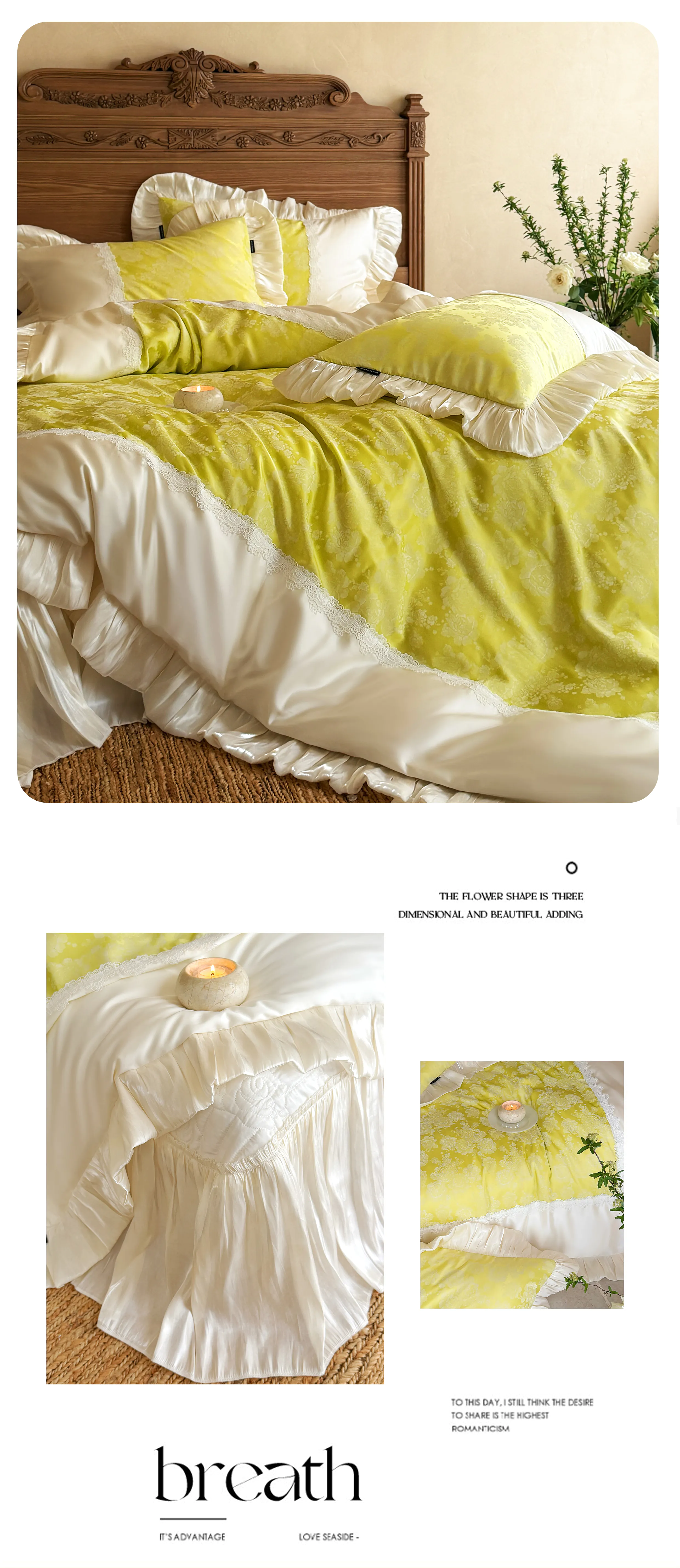 Retro-Lime-Green-Jacquard-Floral-Tencel-Cotton-Duvet-Cover-Home-Textiles-Set10