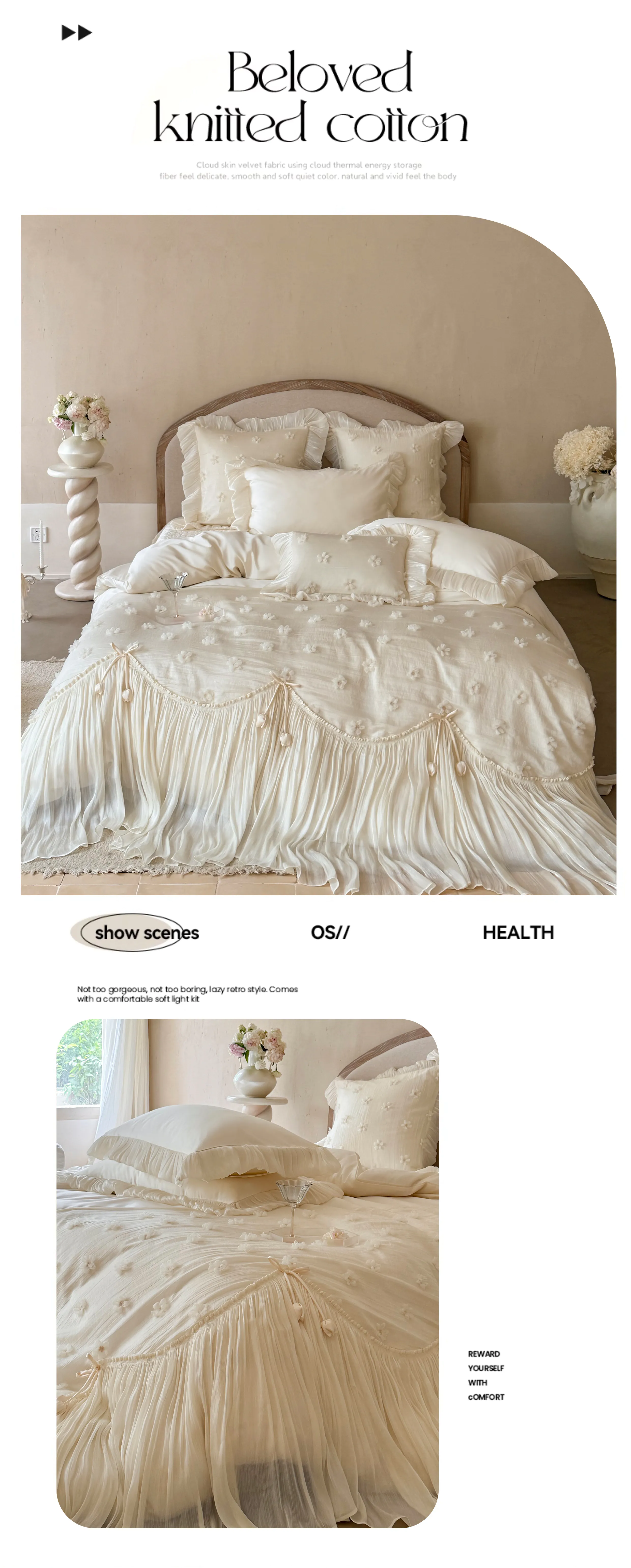 Couture-Princess-100s-Cotton-Lace-3D-Flowers-Creamy-Bedding-4-Pcs-Set07