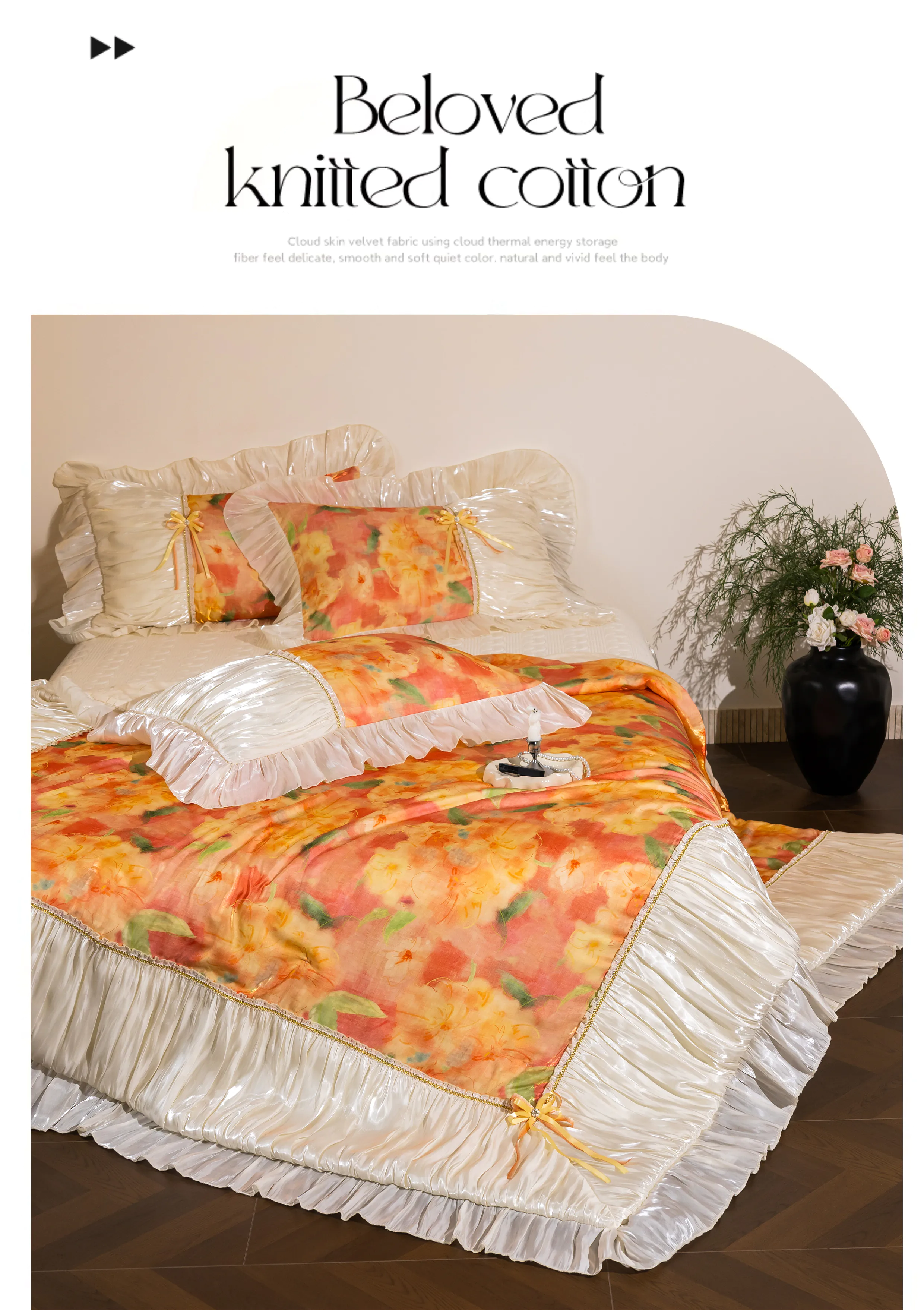 Princess-Warm-Orange-Tencel-Cotton-Floral-Ruffled-Hem-4-Piece-Bedding-Set07