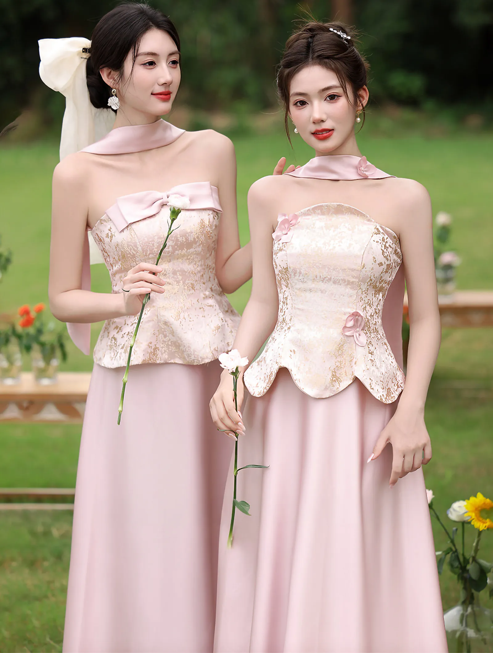 Blush Pink Jacquard Peplum Bodice Satin Wedding Guest Bridal Party Dress05 Blush Pink Jacquard Peplum Bodice Satin Wedding Guest Bridal Party Dress05
