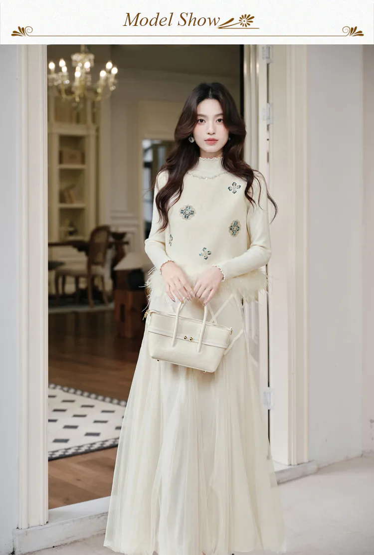 Chic-Vintage-Floral-Embroidered-Feather-Trim-Vest-Long-Sleeve-Top-Tulle-Skirt-Set08