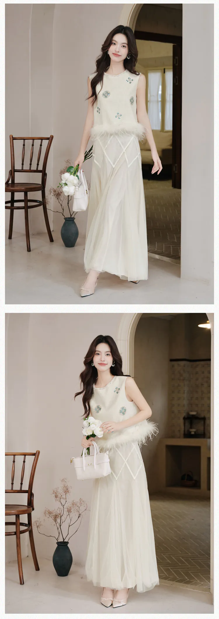 Chic-Vintage-Floral-Embroidered-Feather-Trim-Vest-Long-Sleeve-Top-Tulle-Skirt-Set15