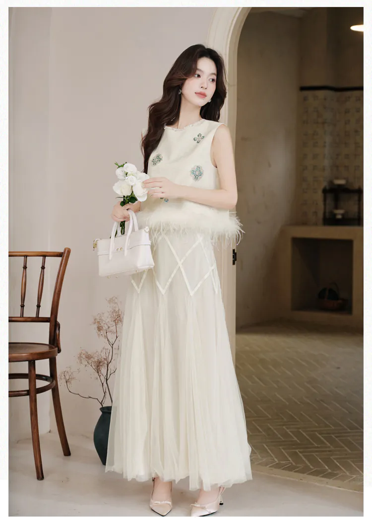 Chic-Vintage-Floral-Embroidered-Feather-Trim-Vest-Long-Sleeve-Top-Tulle-Skirt-Set16