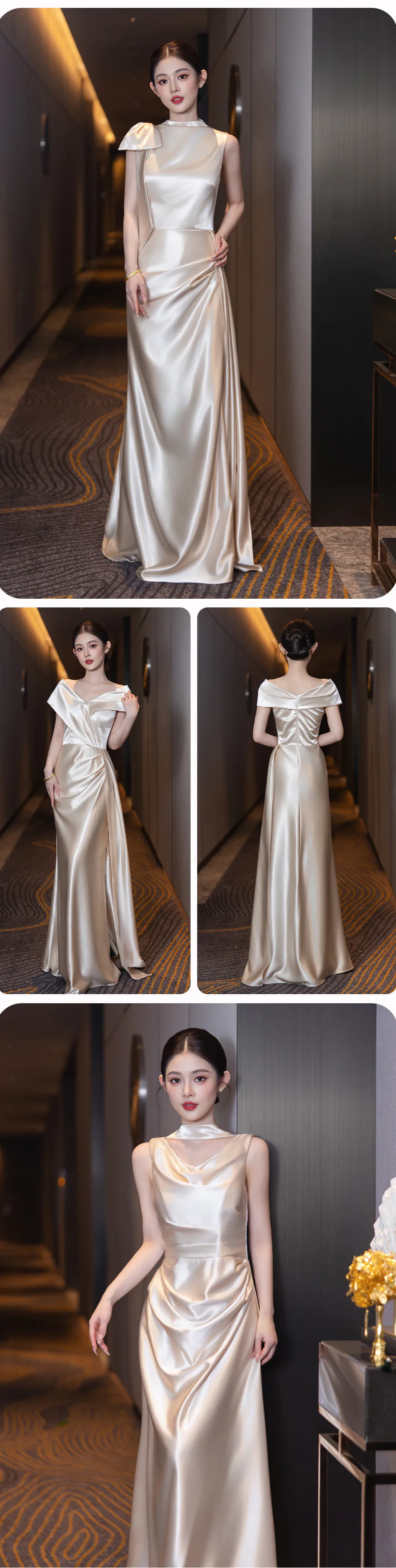 Lustrous-Gilded-Champagne-Satin-Maid-of-Honor-Wedding-Reception-Dress13