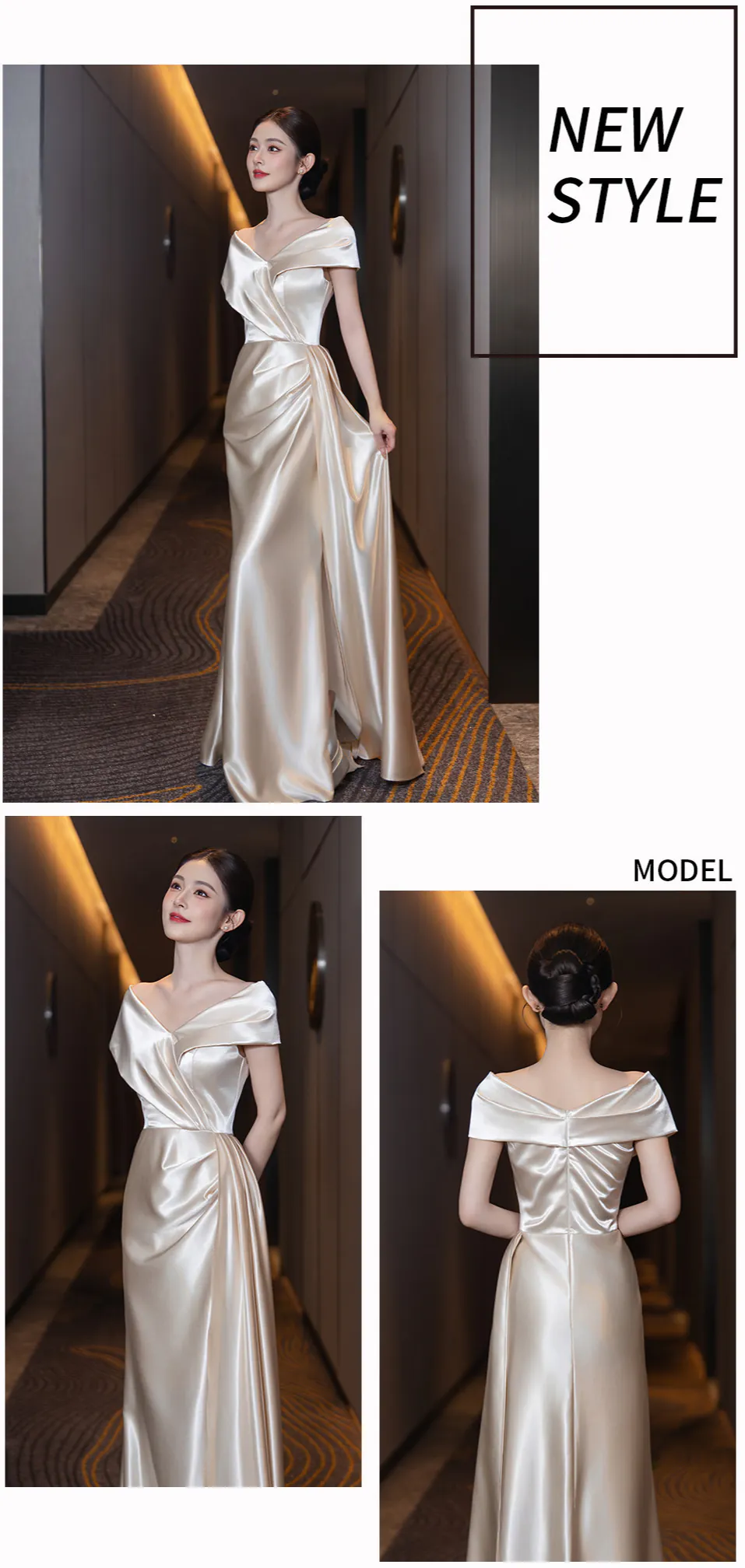 Lustrous-Gilded-Champagne-Satin-Maid-of-Honor-Wedding-Reception-Dress23
