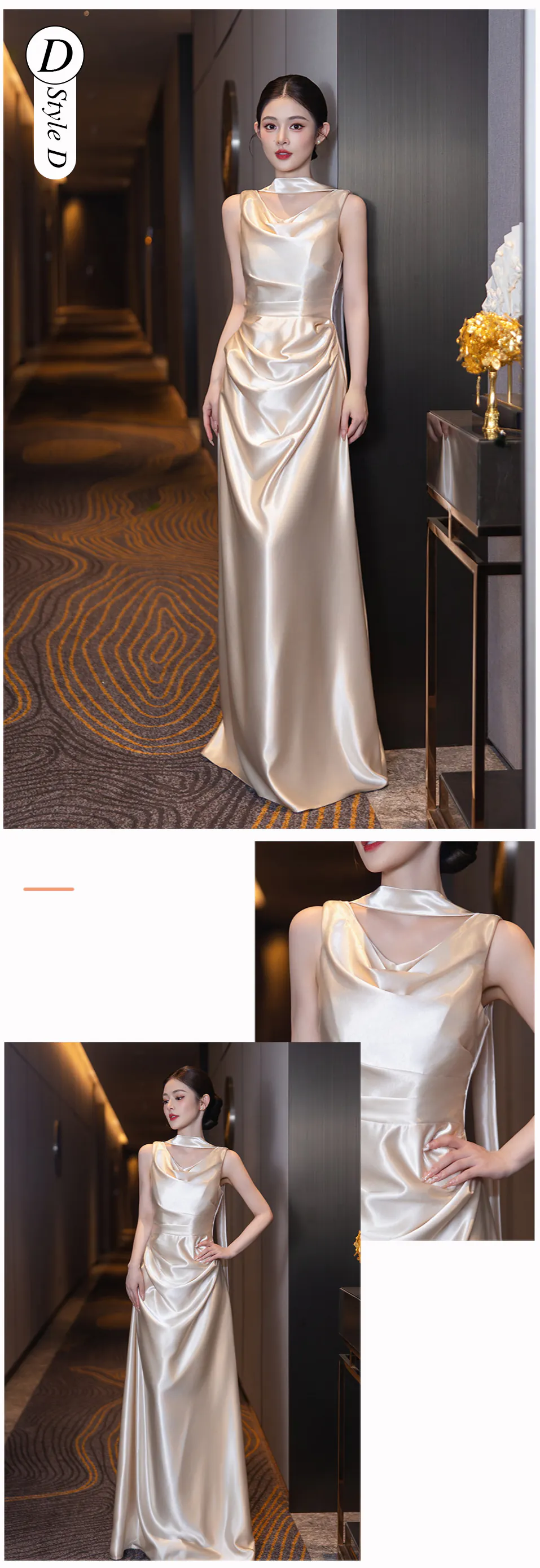 Lustrous-Gilded-Champagne-Satin-Maid-of-Honor-Wedding-Reception-Dress24