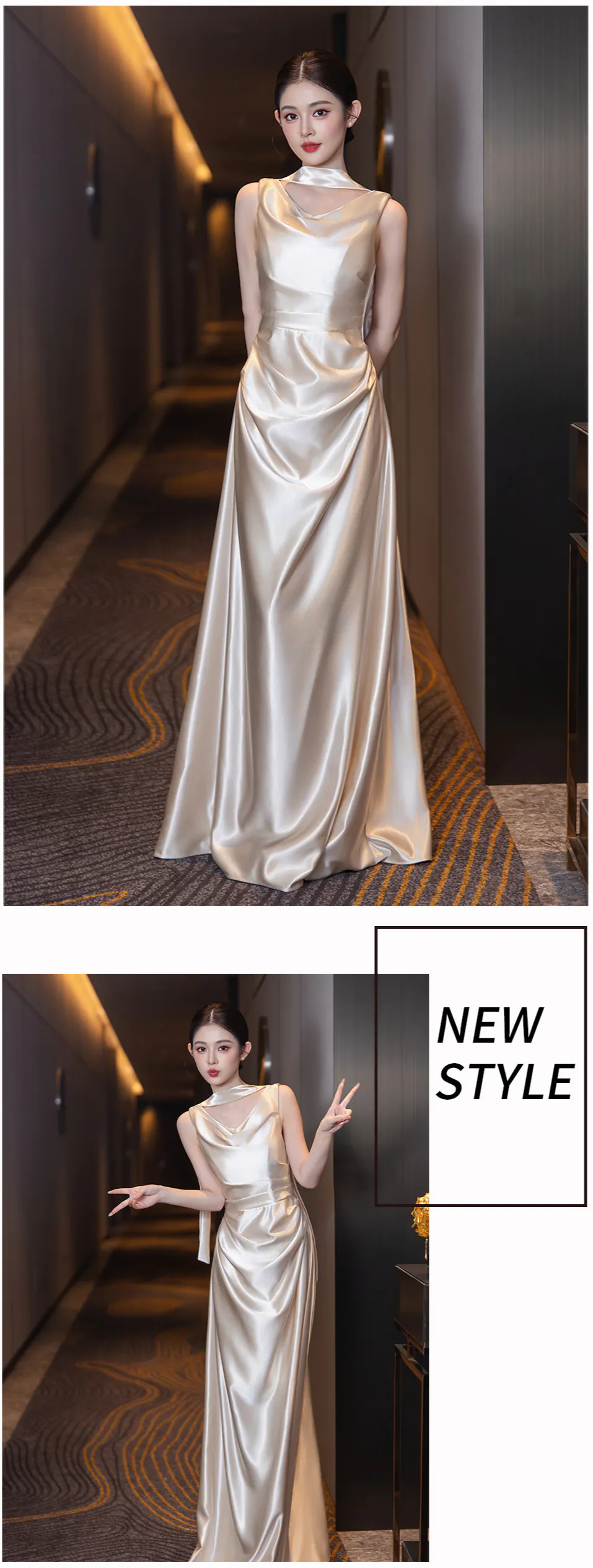 Lustrous-Gilded-Champagne-Satin-Maid-of-Honor-Wedding-Reception-Dress25