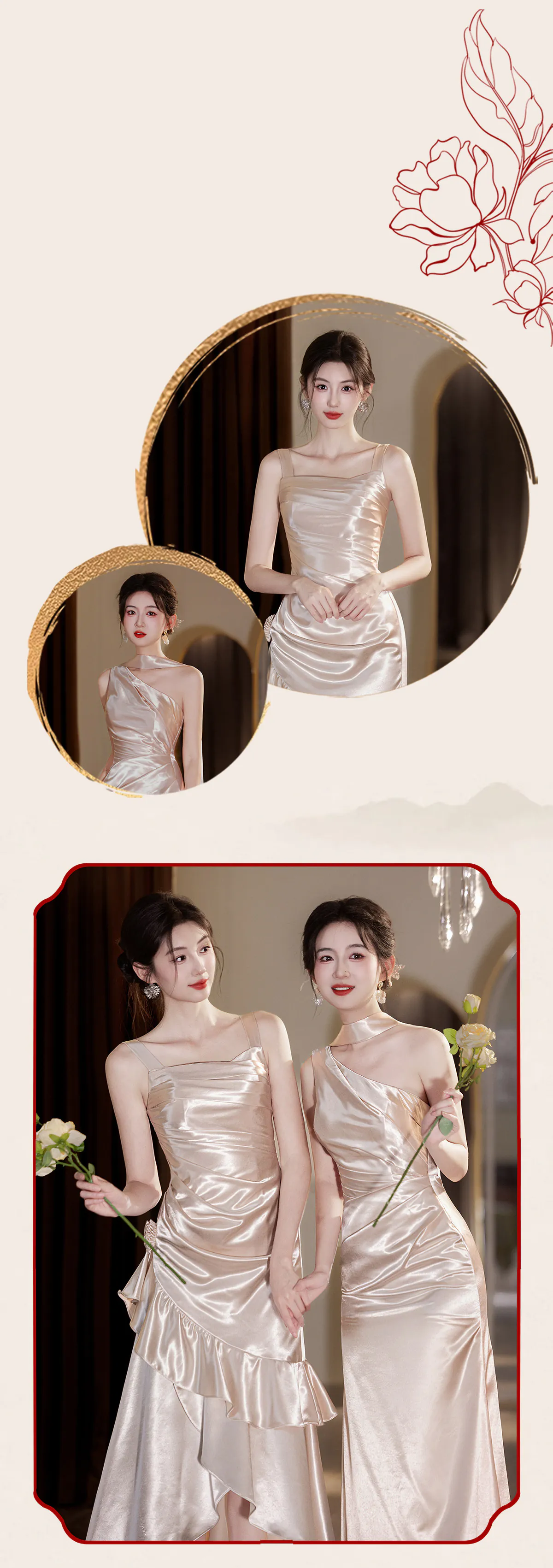 Modern-Light-Khaki-Glossy-Satin-Ruched-Bodice-Asymmetrical-Bridesmaid-Dress08