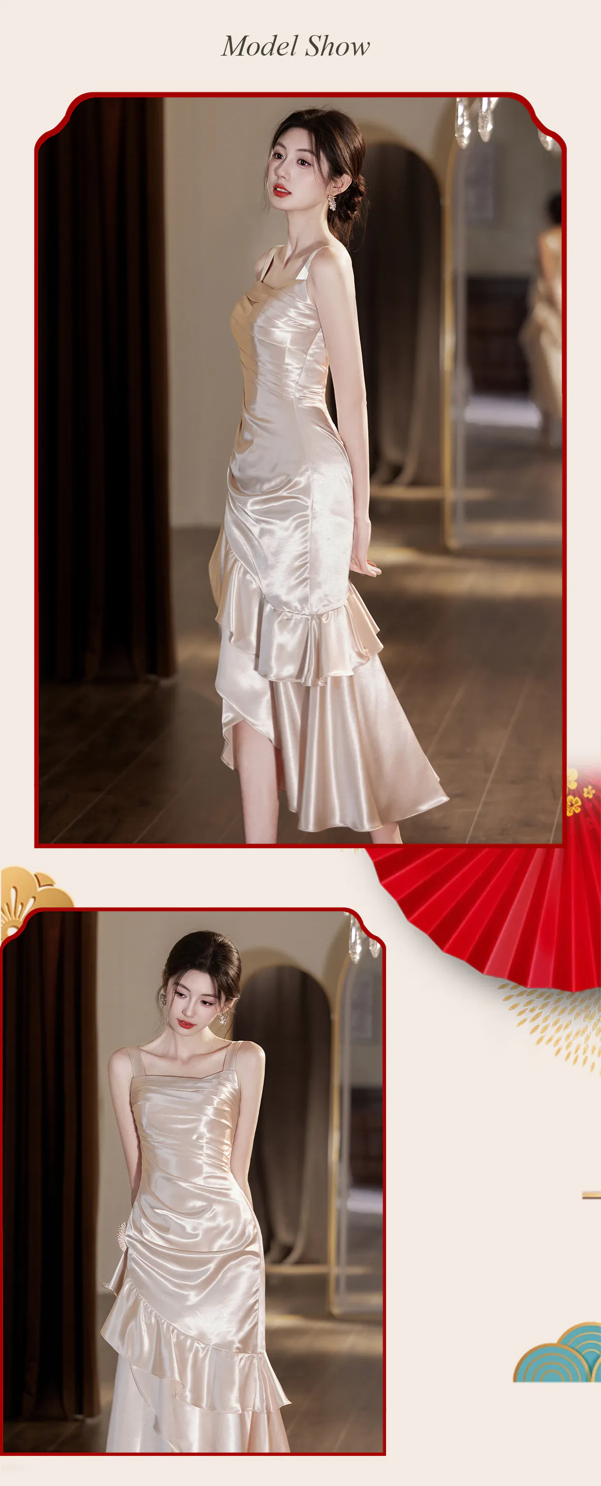 Modern-Light-Khaki-Glossy-Satin-Ruched-Bodice-Asymmetrical-Bridesmaid-Dress12
