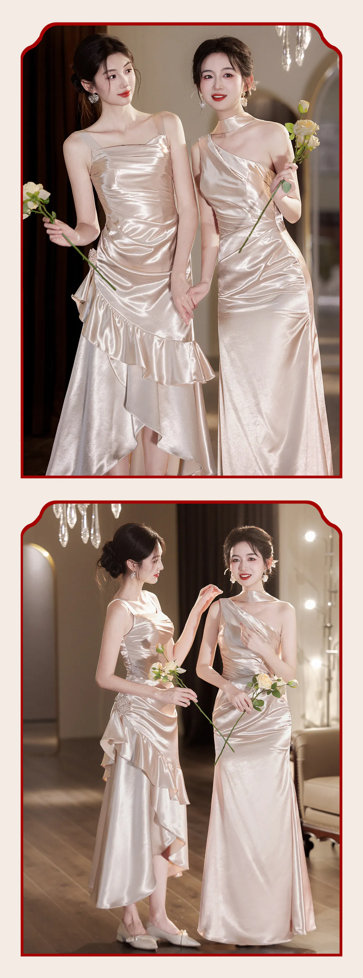 Modern-Light-Khaki-Glossy-Satin-Ruched-Bodice-Asymmetrical-Bridesmaid-Dress17