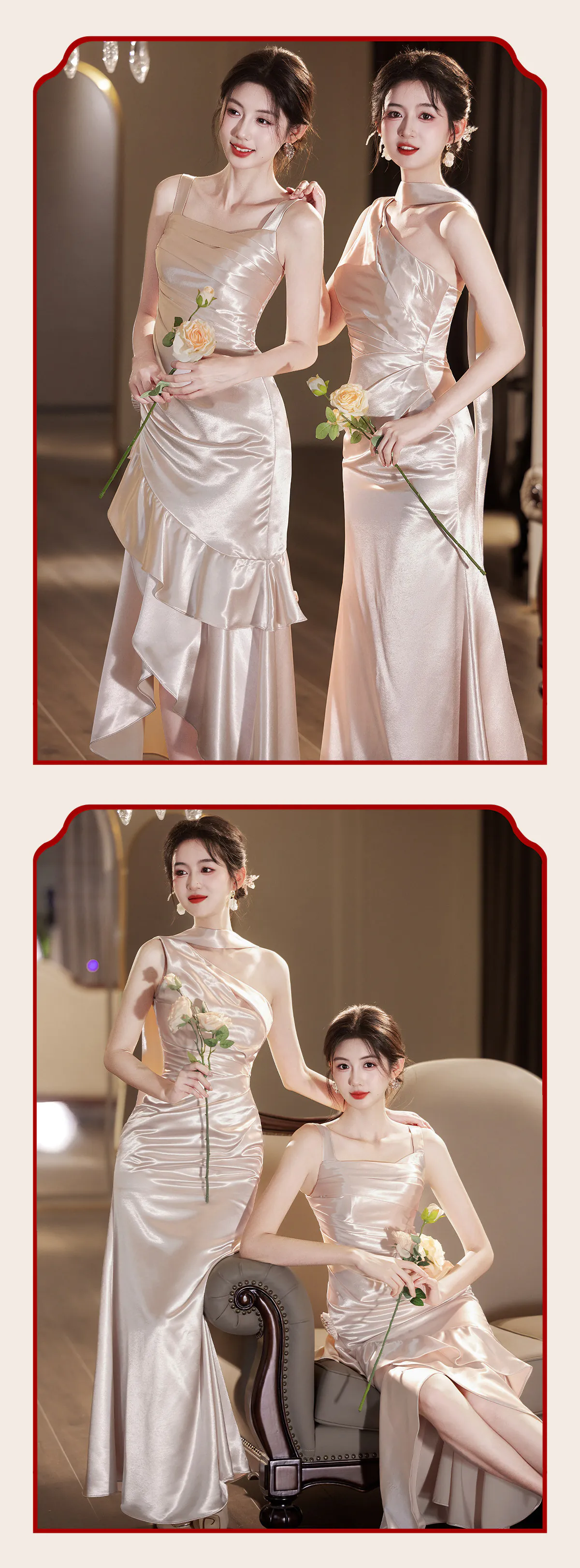 Modern-Light-Khaki-Glossy-Satin-Ruched-Bodice-Asymmetrical-Bridesmaid-Dress18