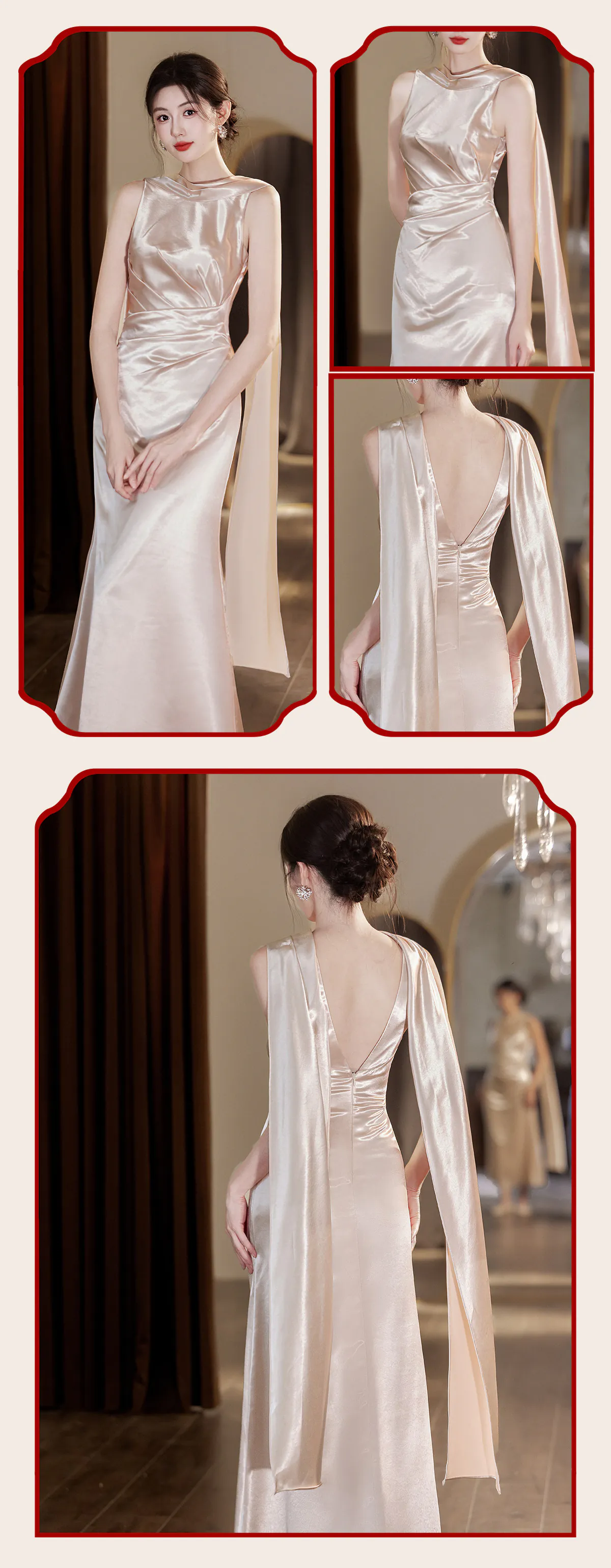 Modern-Light-Khaki-Glossy-Satin-Ruched-Bodice-Asymmetrical-Bridesmaid-Dress21